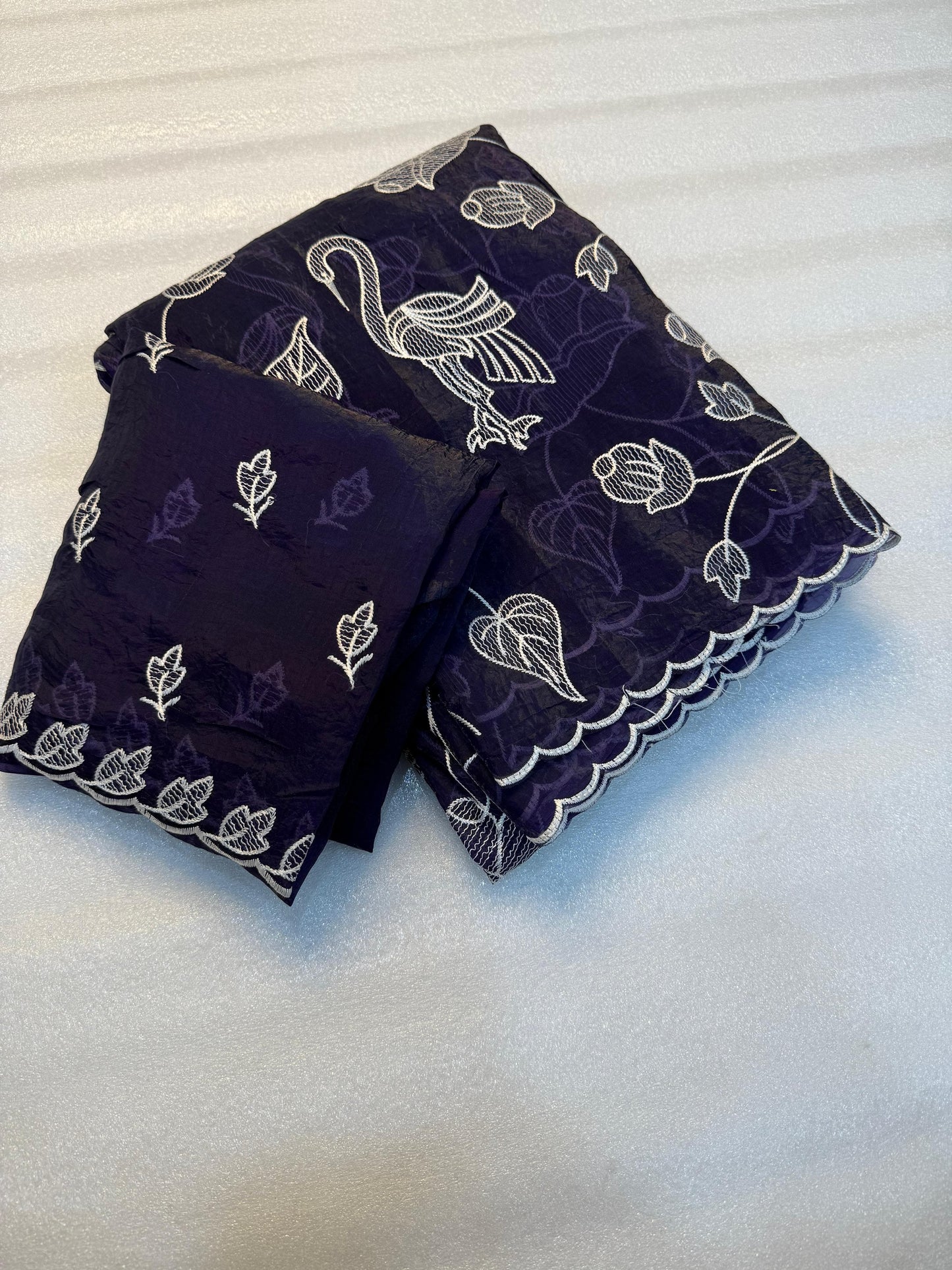 Soft Crunchy Designer Embroidered Saree