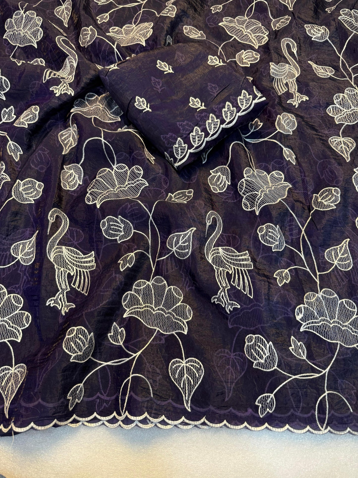 Soft Crunchy Designer Embroidered Saree