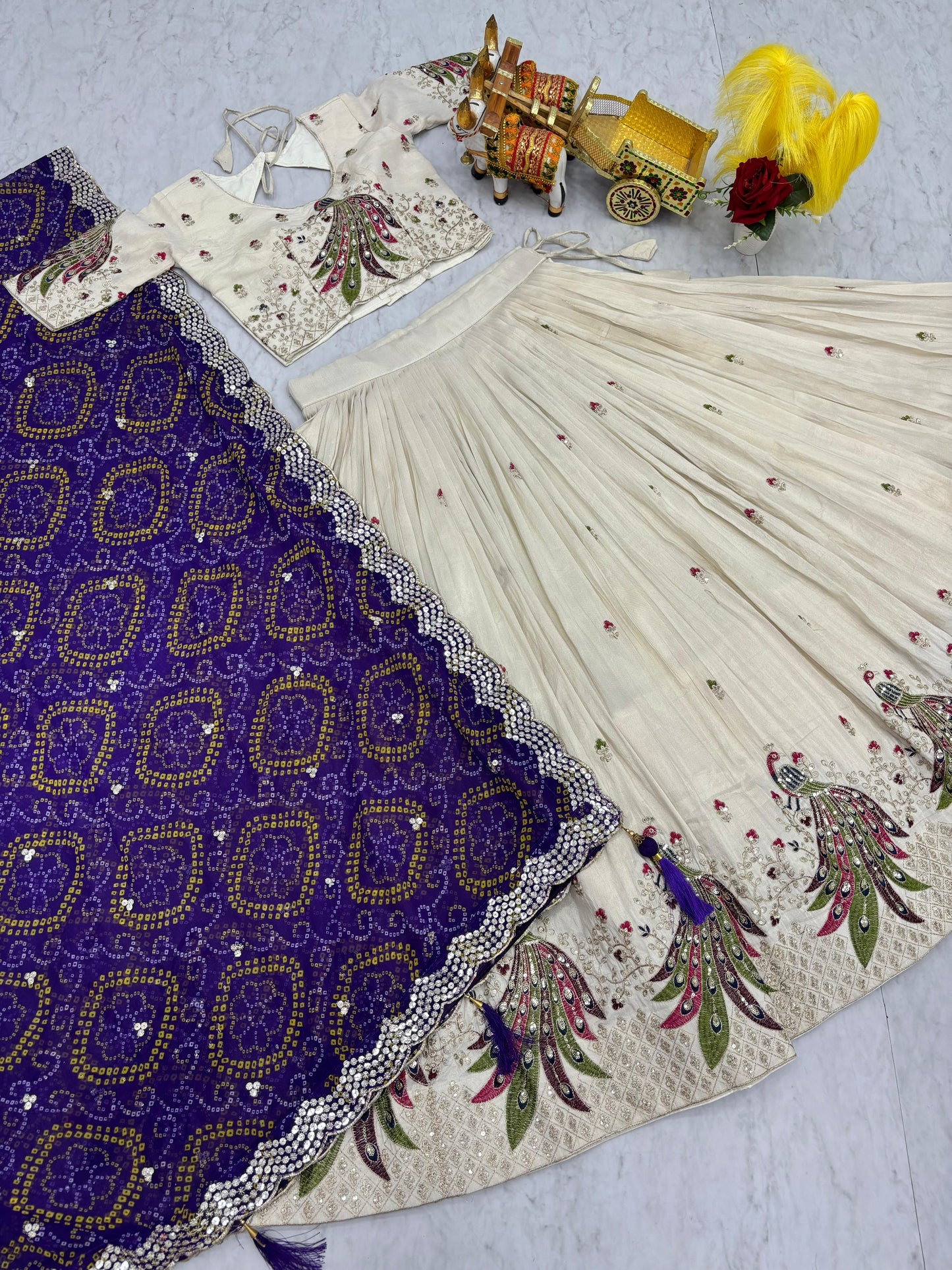 Pure Tissue Silk Embroidered Lehenga Set