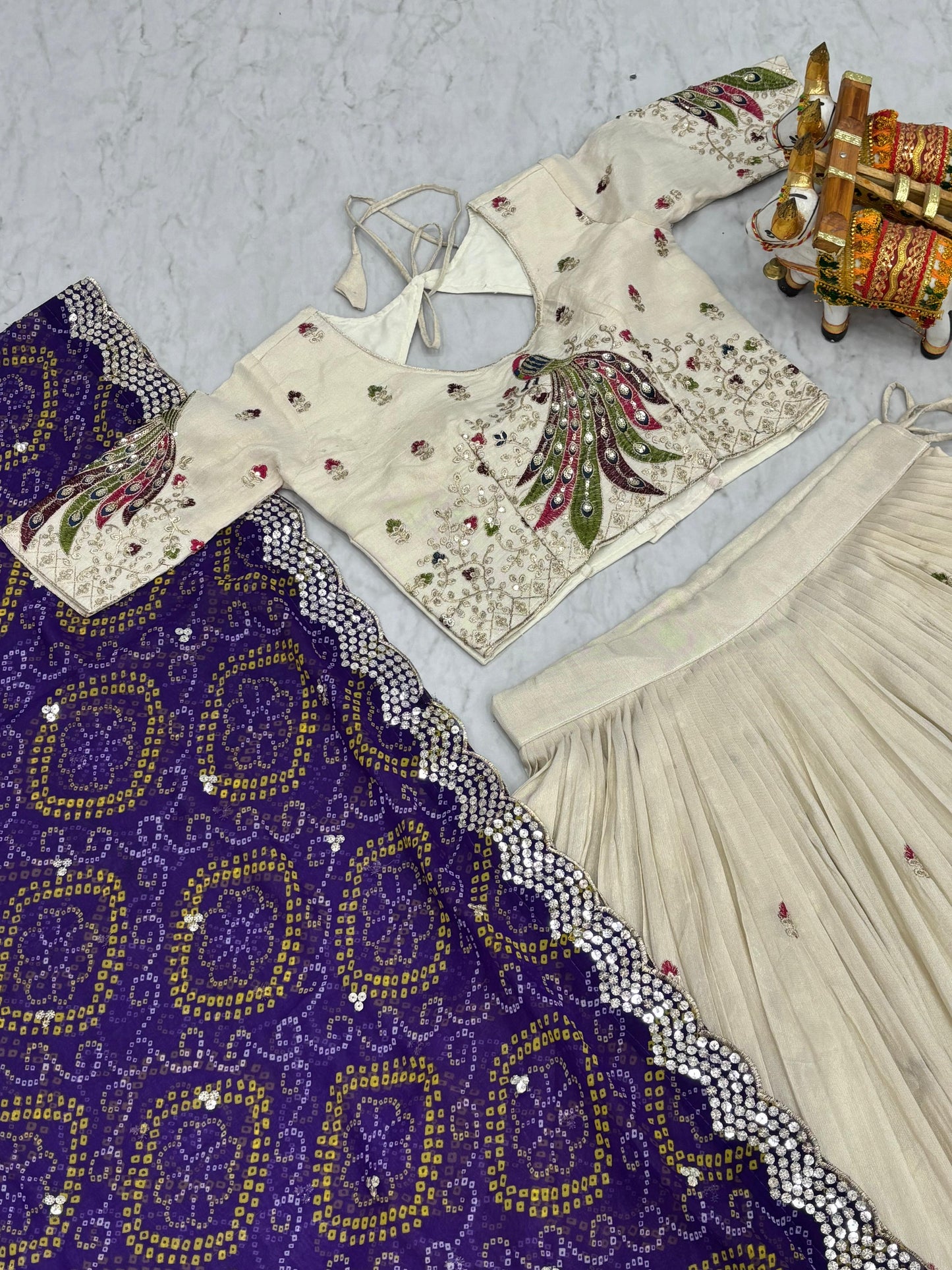 Pure Tissue Silk Embroidered Lehenga Set