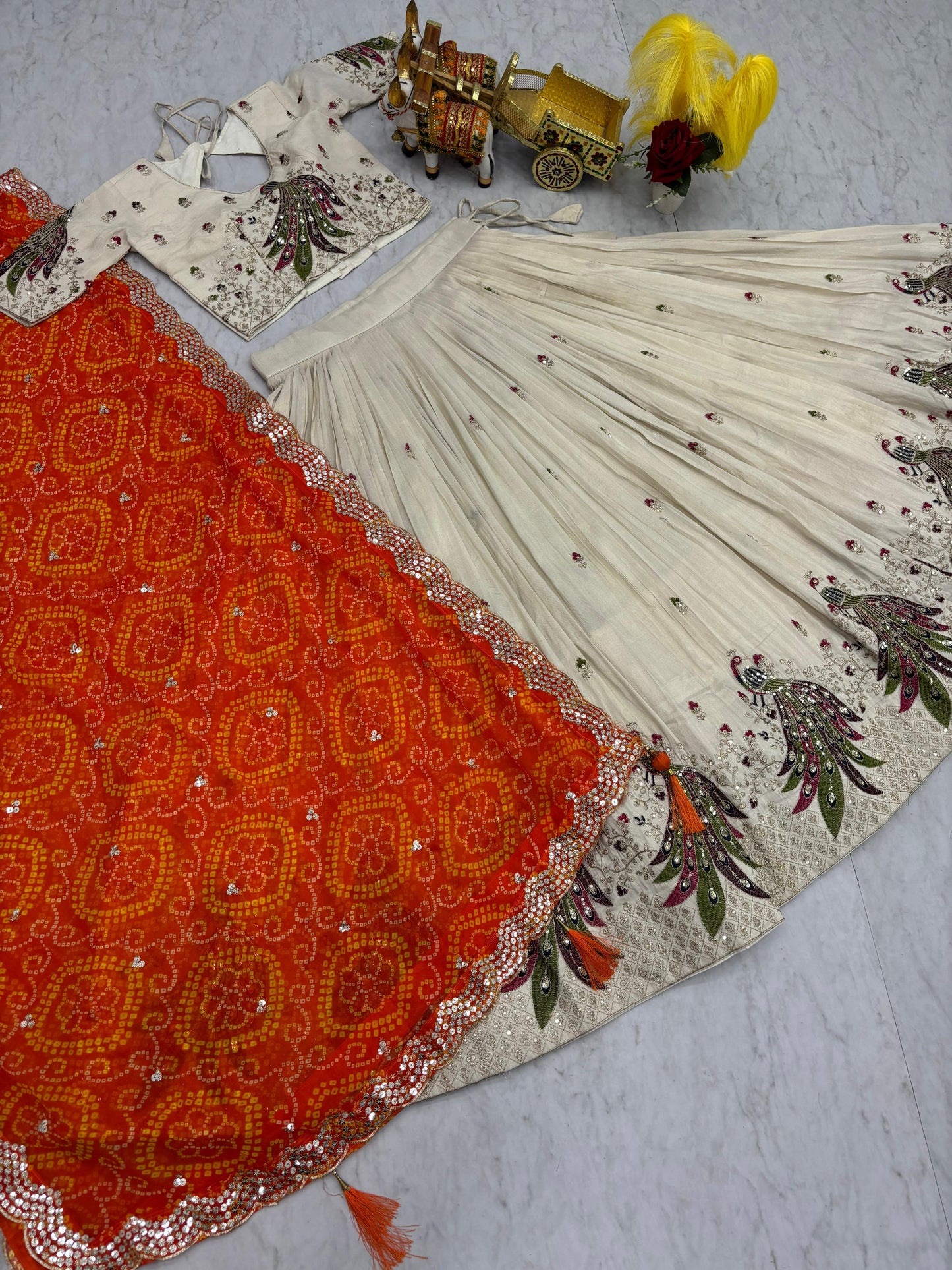 Pure Tissue Silk Embroidered Lehenga Set