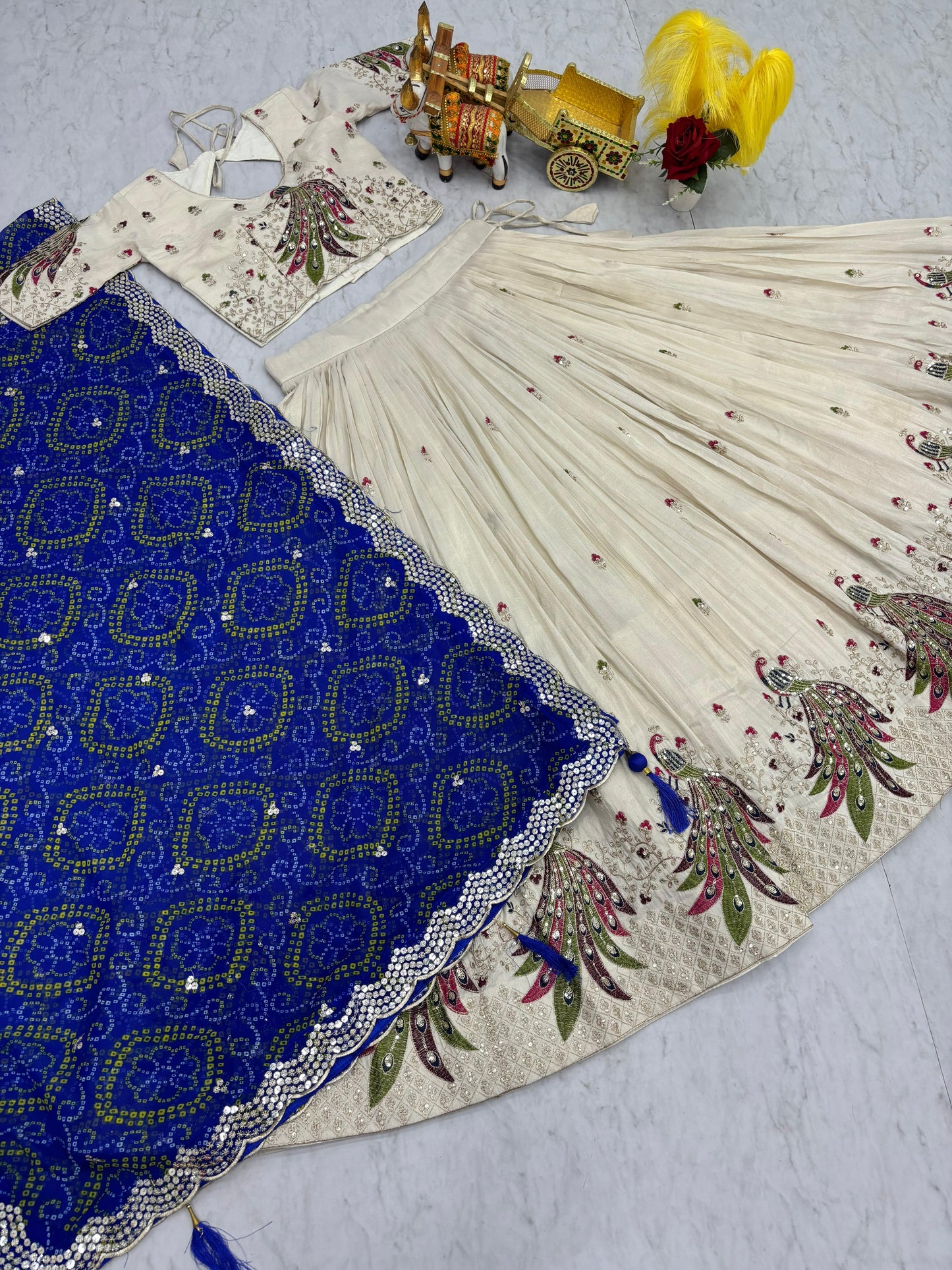 Pure Tissue Silk Embroidered Lehenga Set