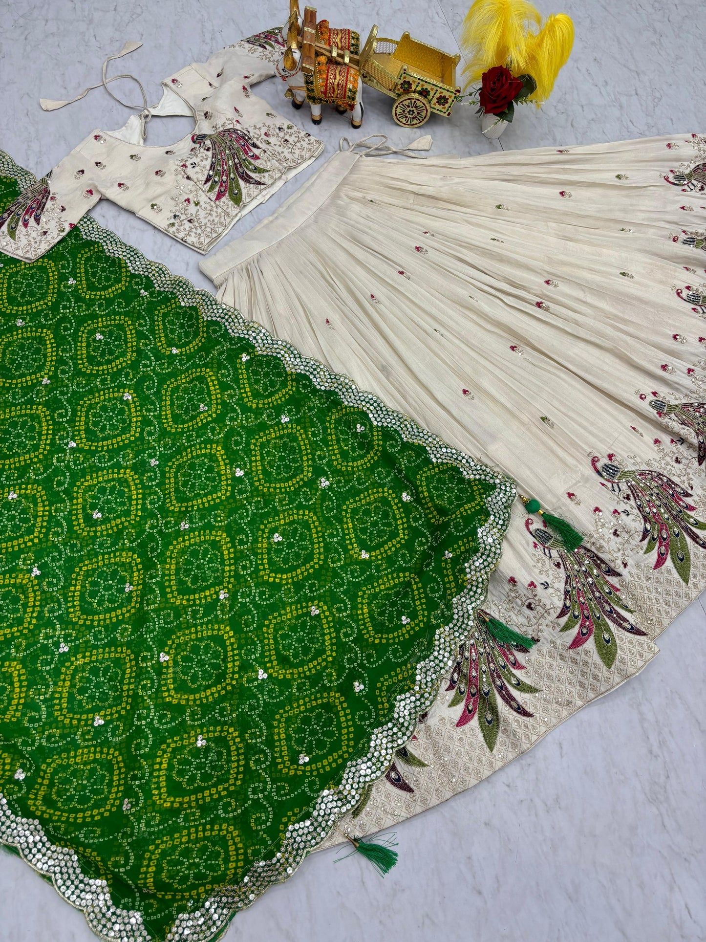 Pure Tissue Silk Embroidered Lehenga Set