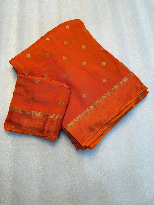 Pure Soft Zari Weaving Chinnon Saree