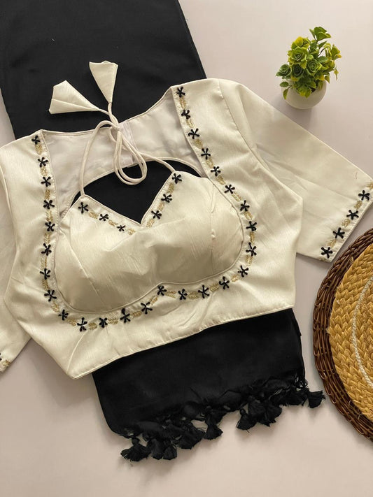 Handwork Blouse with Khadi Cotton Saree