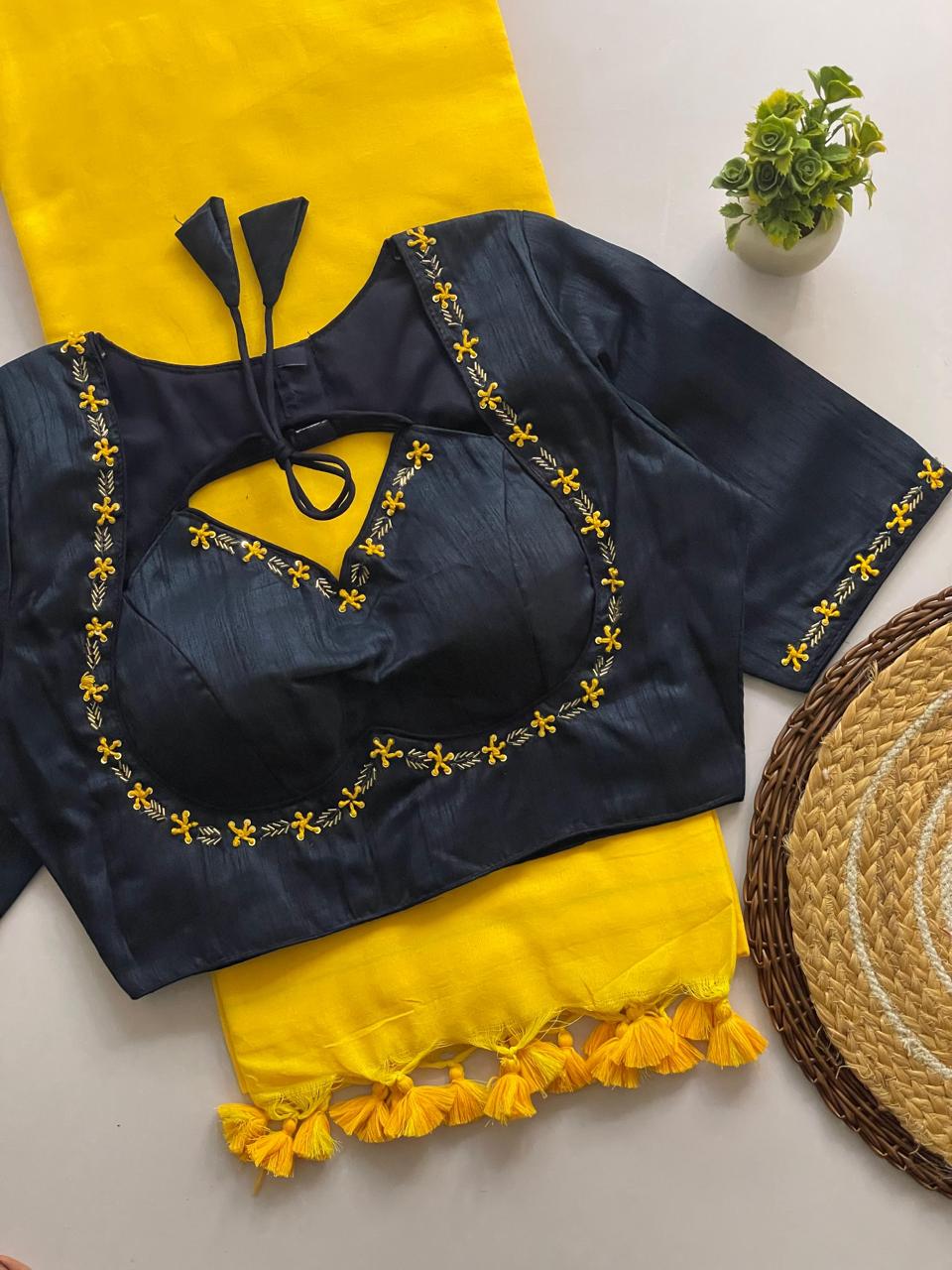 Handwork Blouse with Khadi Cotton Saree