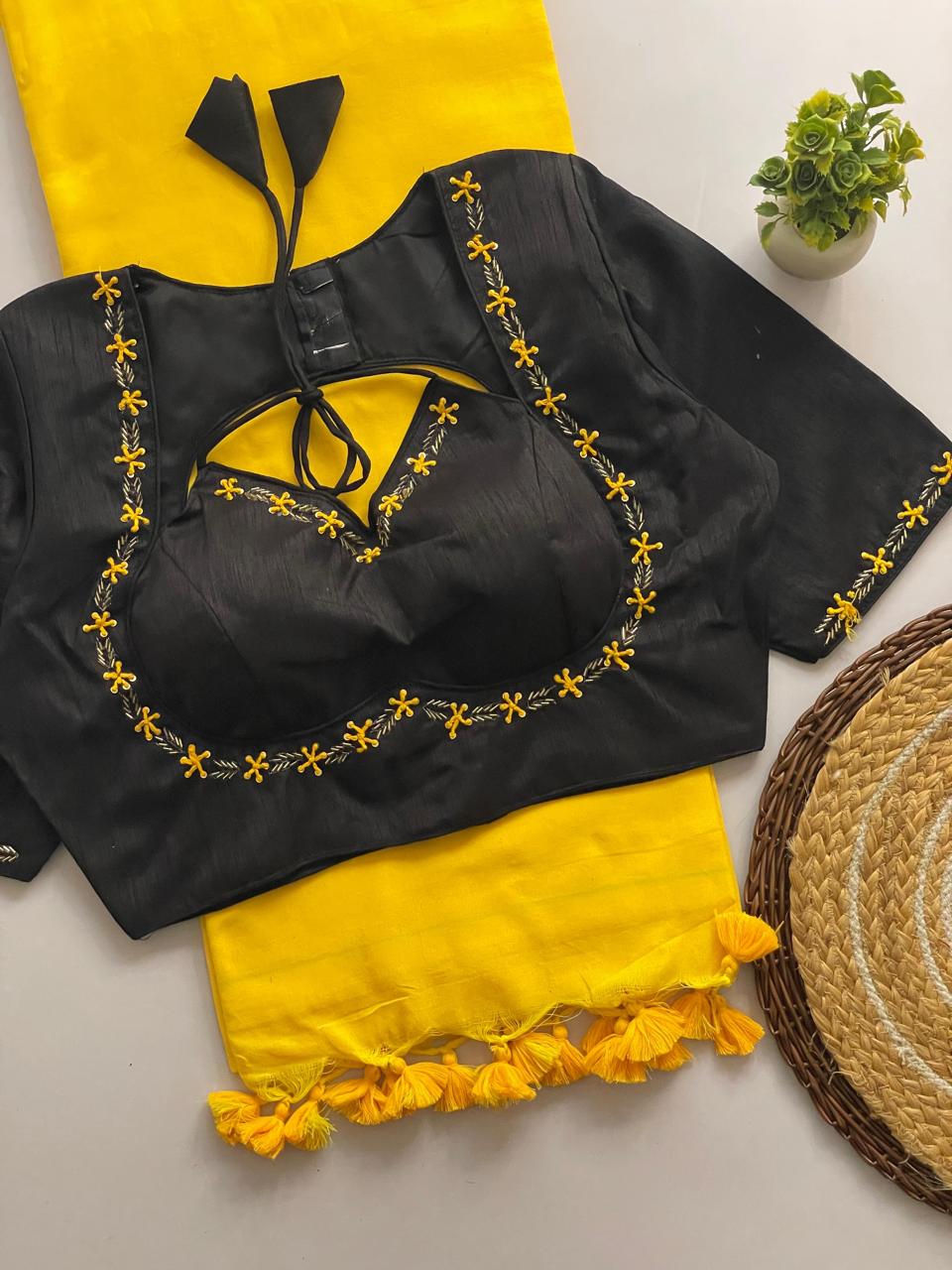Handwork Blouse with Khadi Cotton Saree