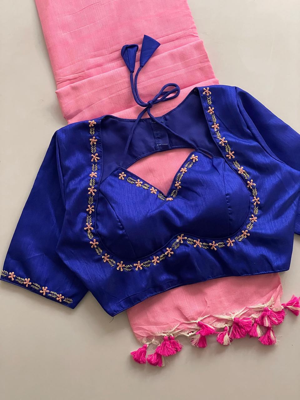 Handwork Blouse with Khadi Cotton Saree