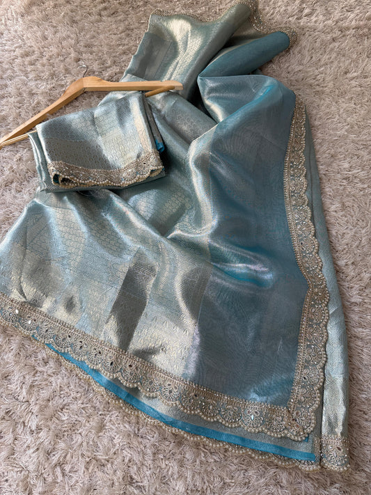 Kanjivaram Bridal Waskat Tissue Banarasi Silk Saree