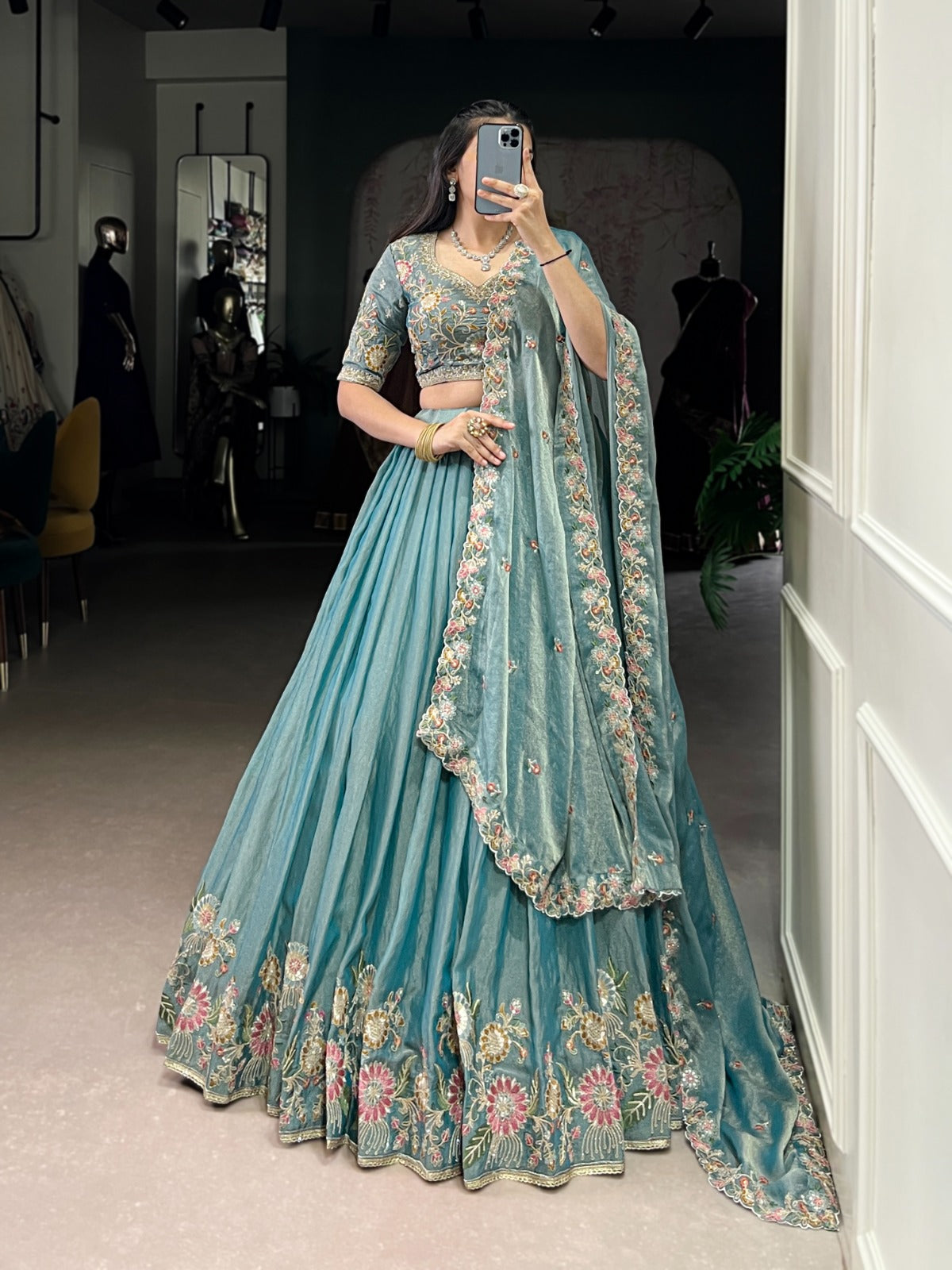 Zari Shimmer Embroidered Lehenga Set