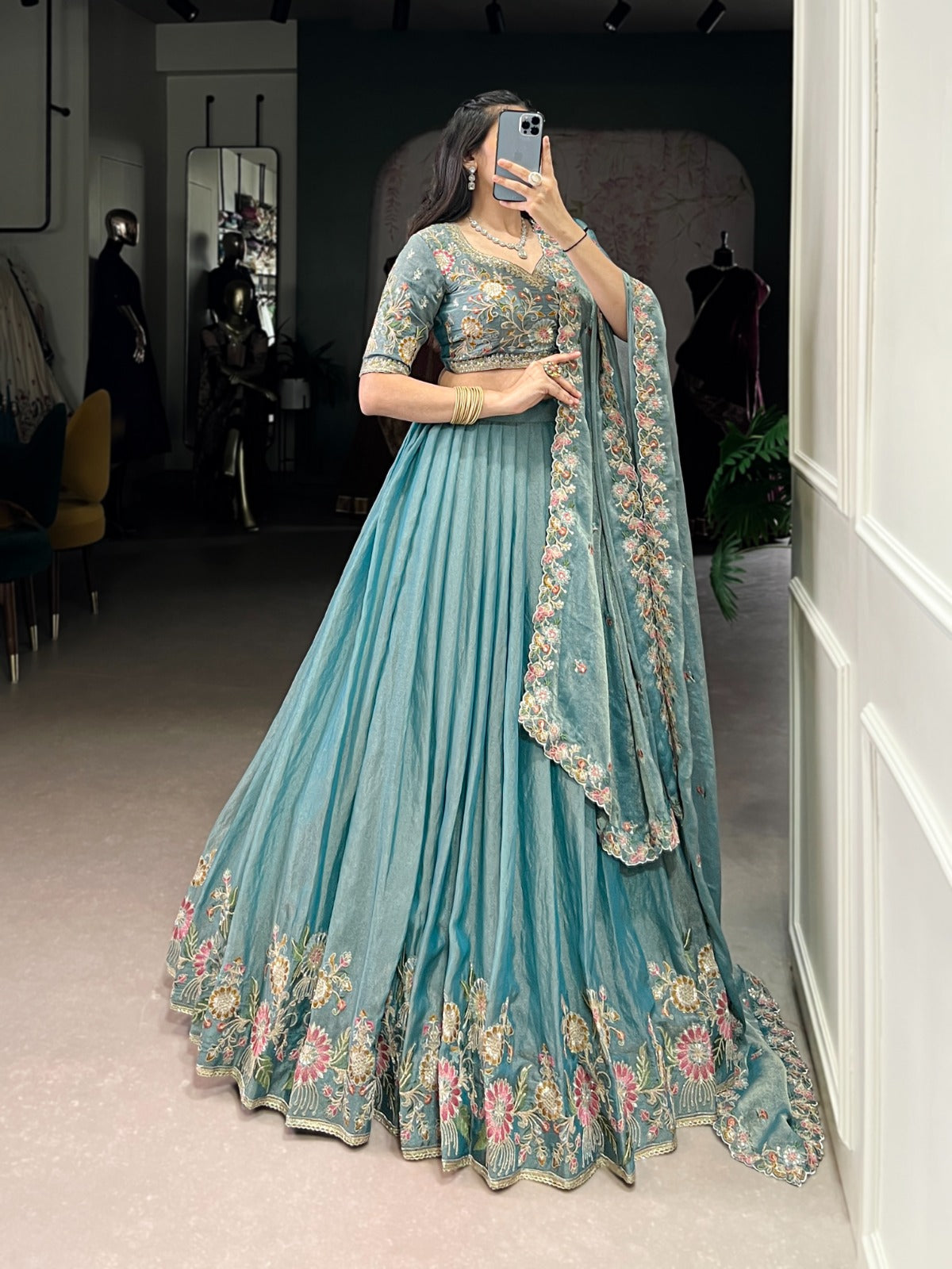 Zari Shimmer Embroidered Lehenga Set