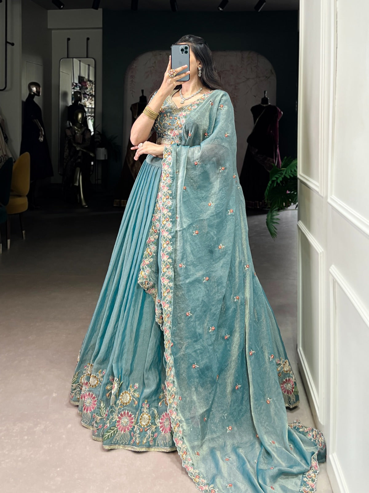 Zari Shimmer Embroidered Lehenga Set