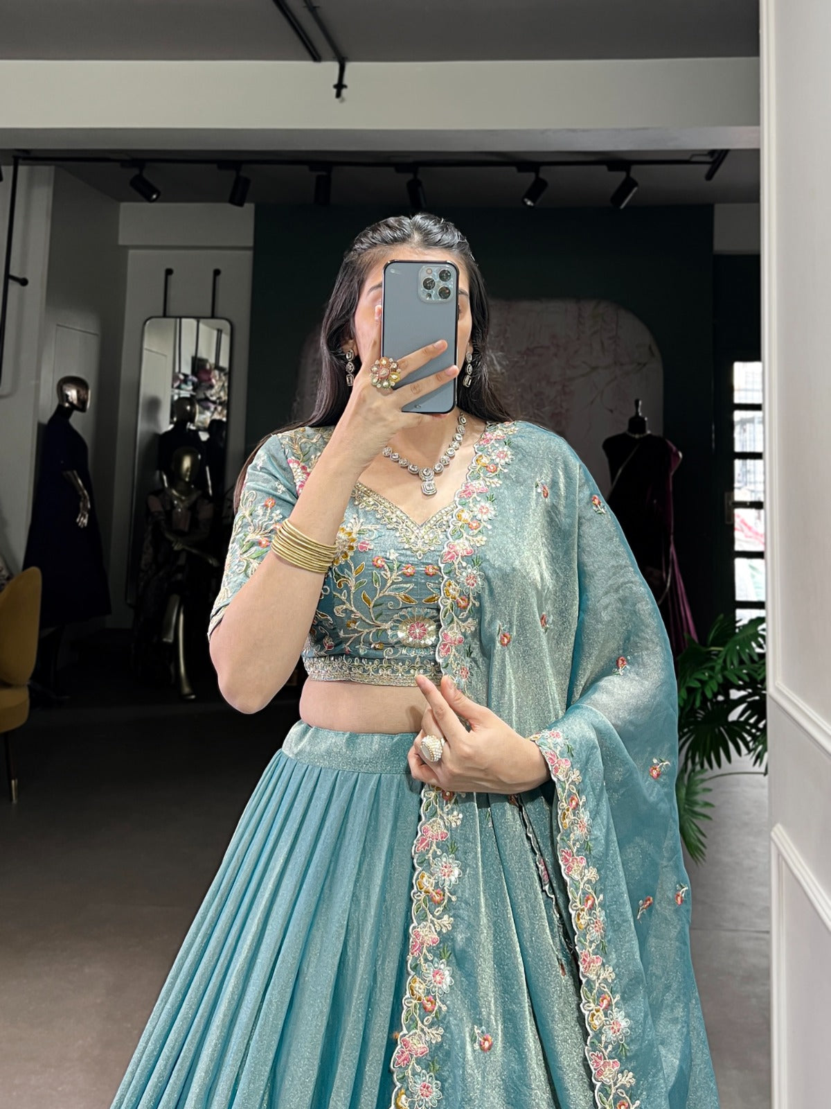Zari Shimmer Embroidered Lehenga Set