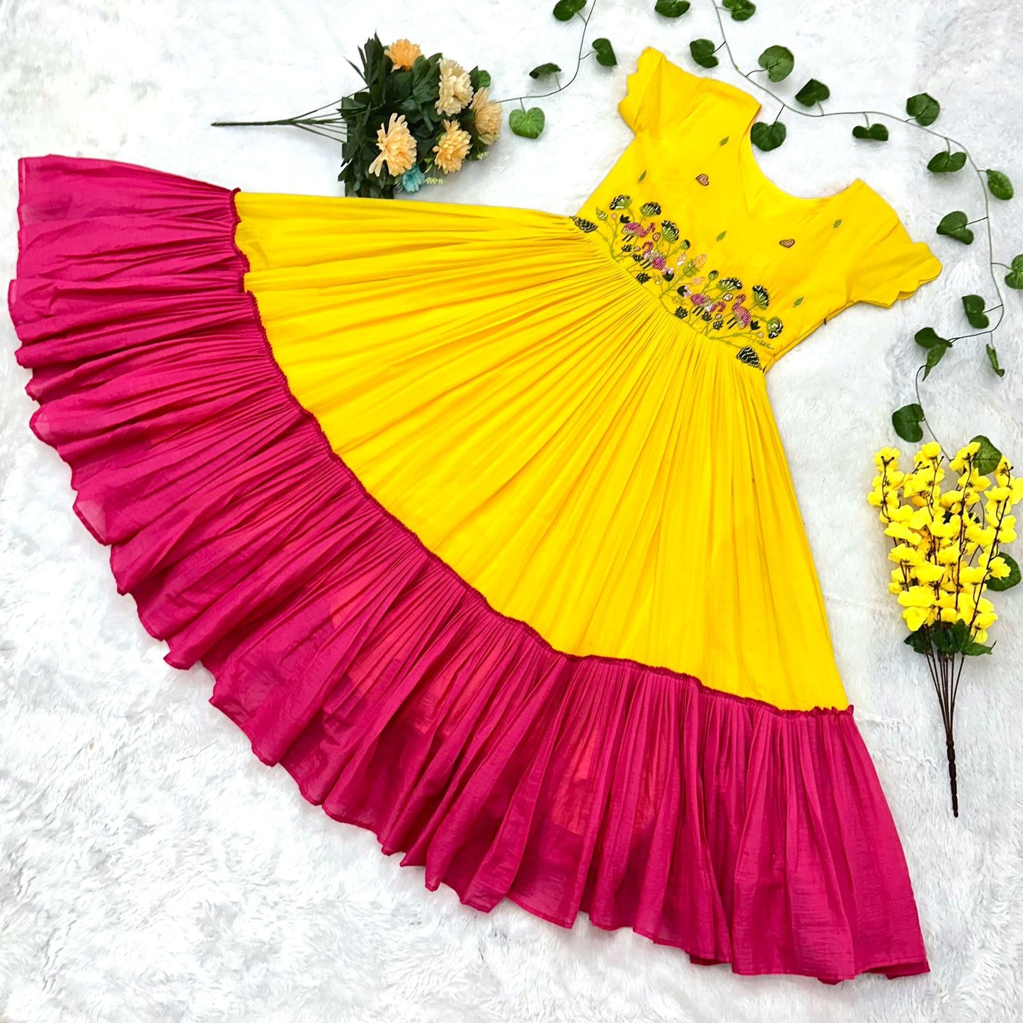 Cotton Gown with Maggam Work