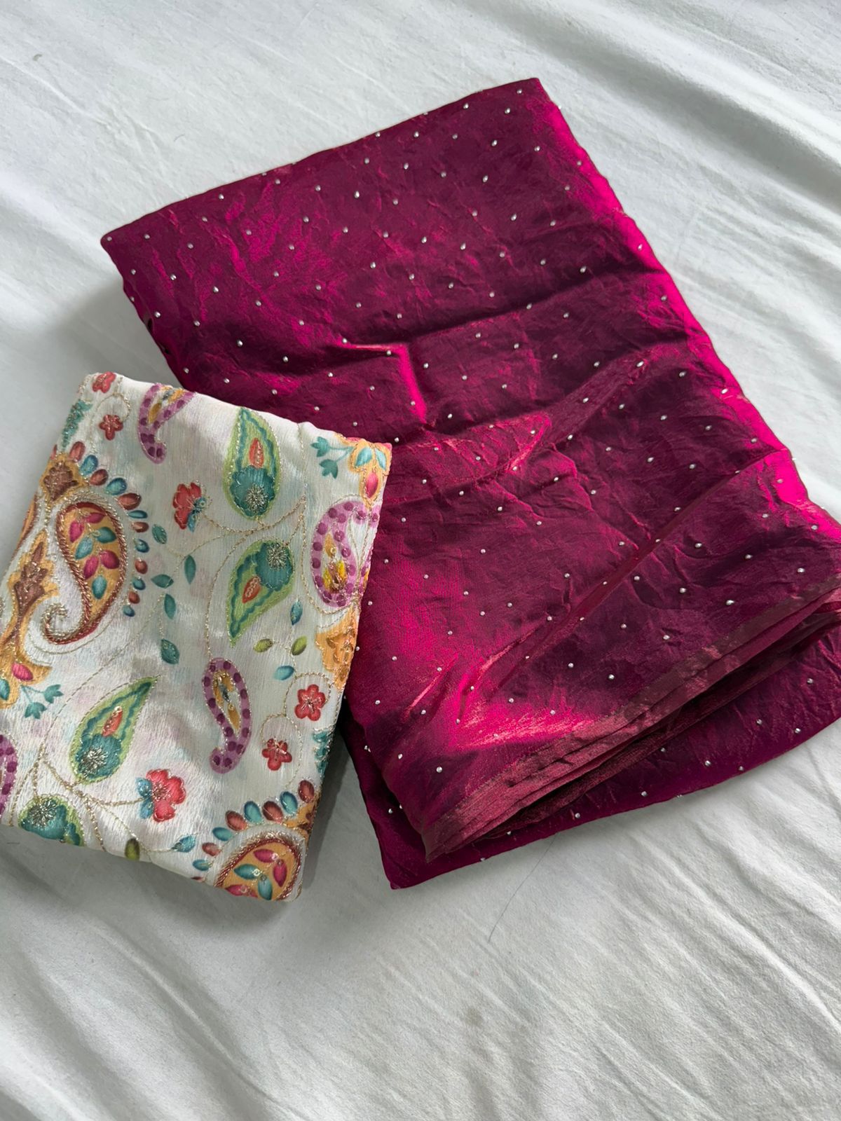 Space Soft Dual Shade Saree with Siroski Work
