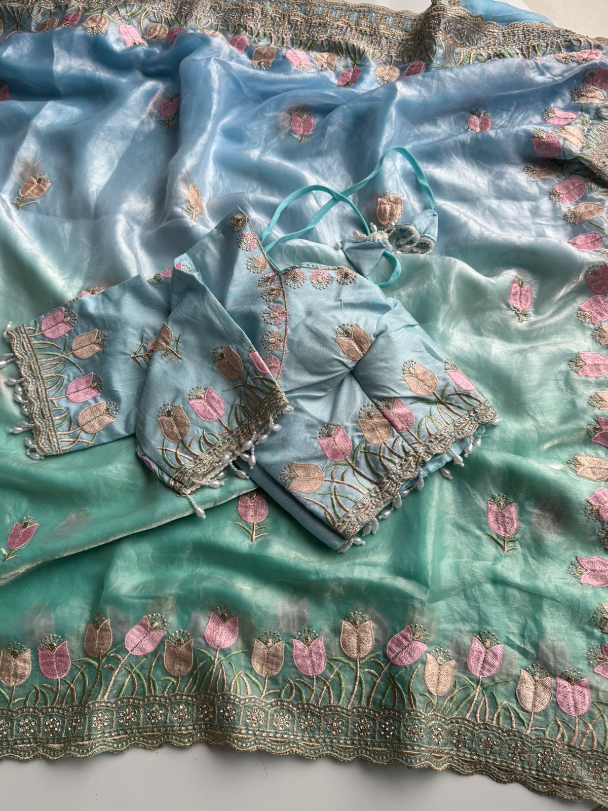 Pure Soft Fendy Padding Saree with Embroidery Work