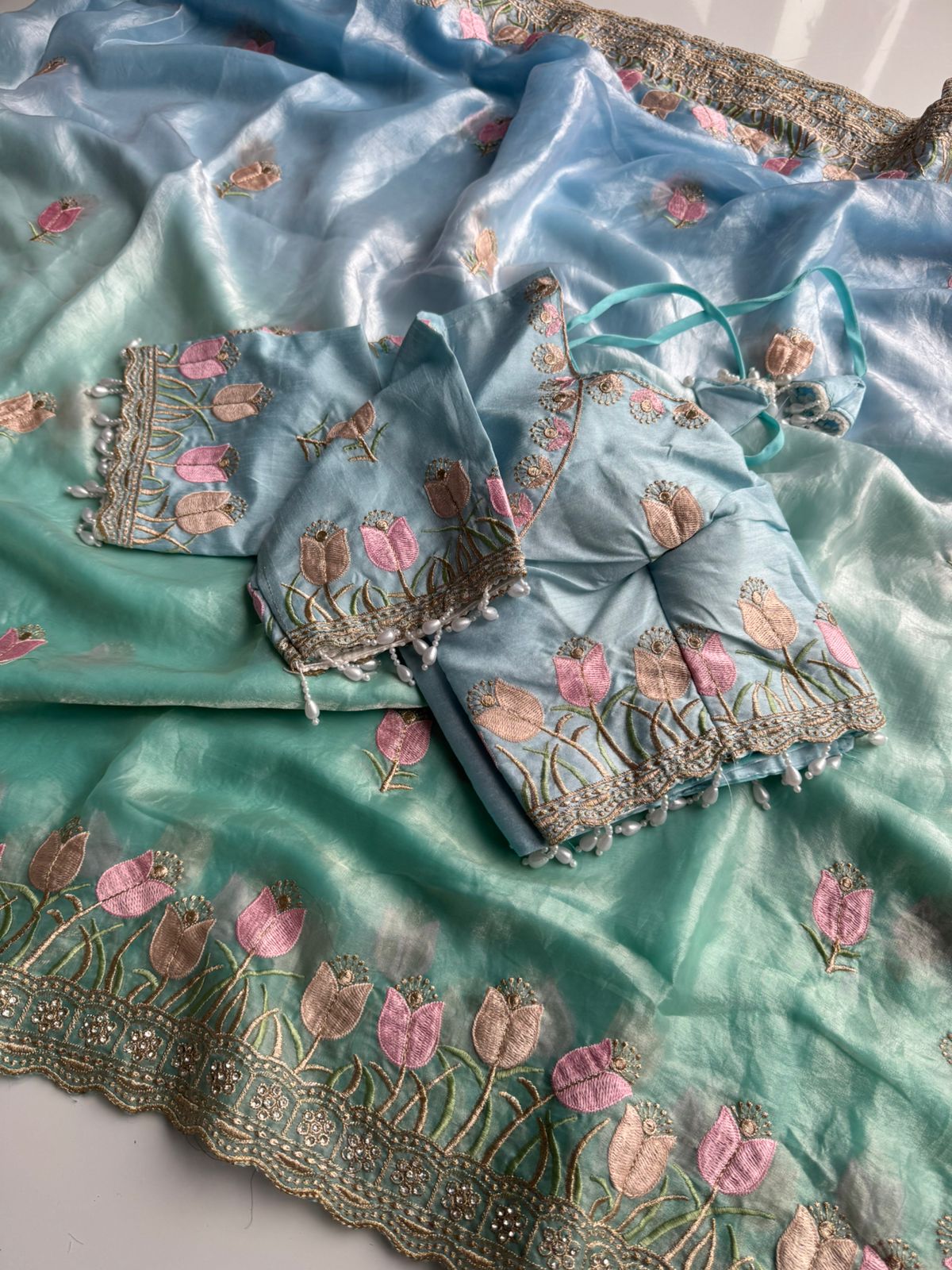 Pure Soft Fendy Padding Saree with Embroidery Work