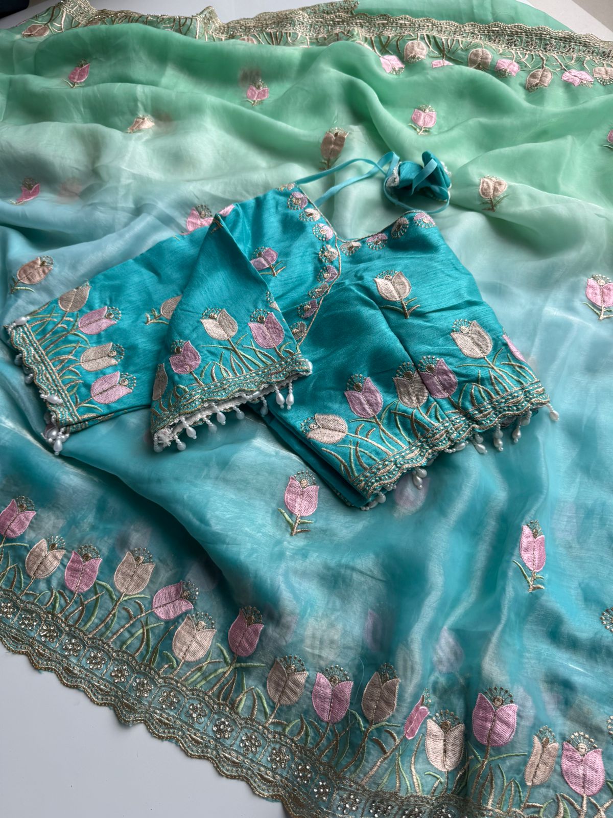 Pure Soft Fendy Padding Saree with Embroidery Work