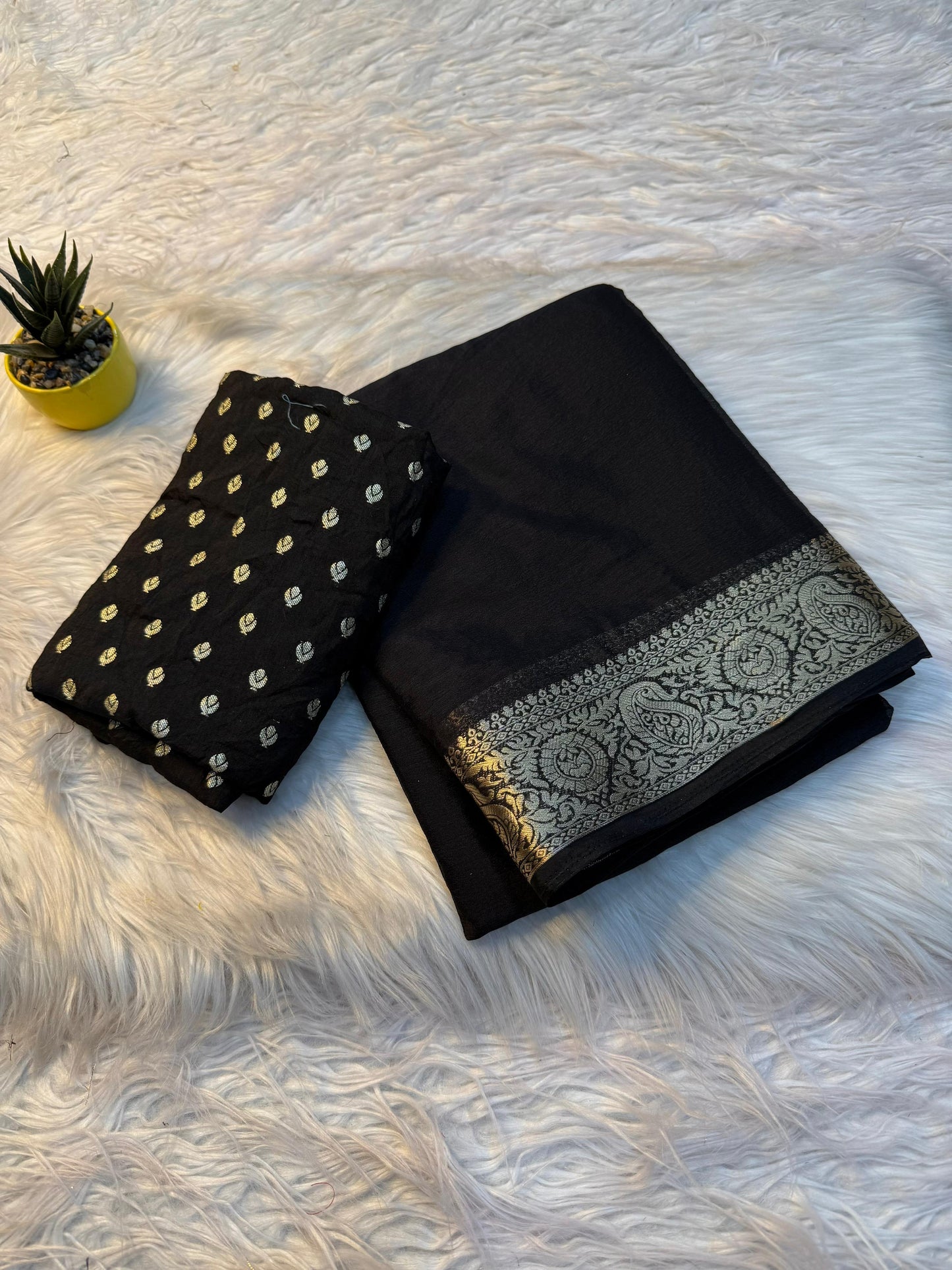 Pure Viscose Chinnon Saree with Jacquard Border