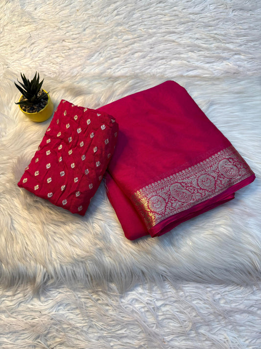 Pure Viscose Chinnon Saree with Jacquard Border