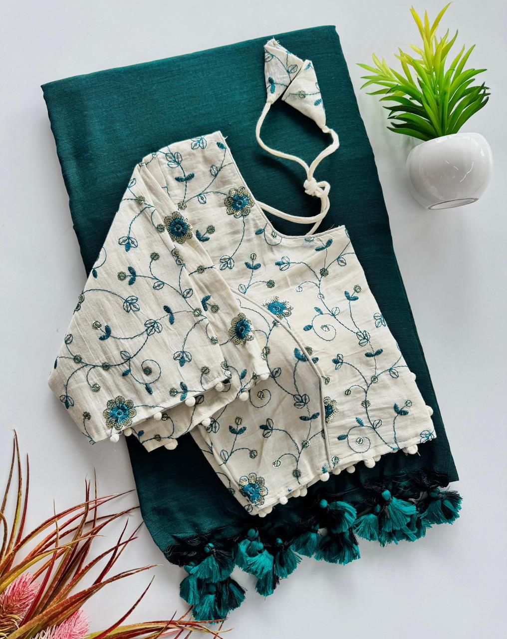 Handloom Khadi Cotton Saree Set