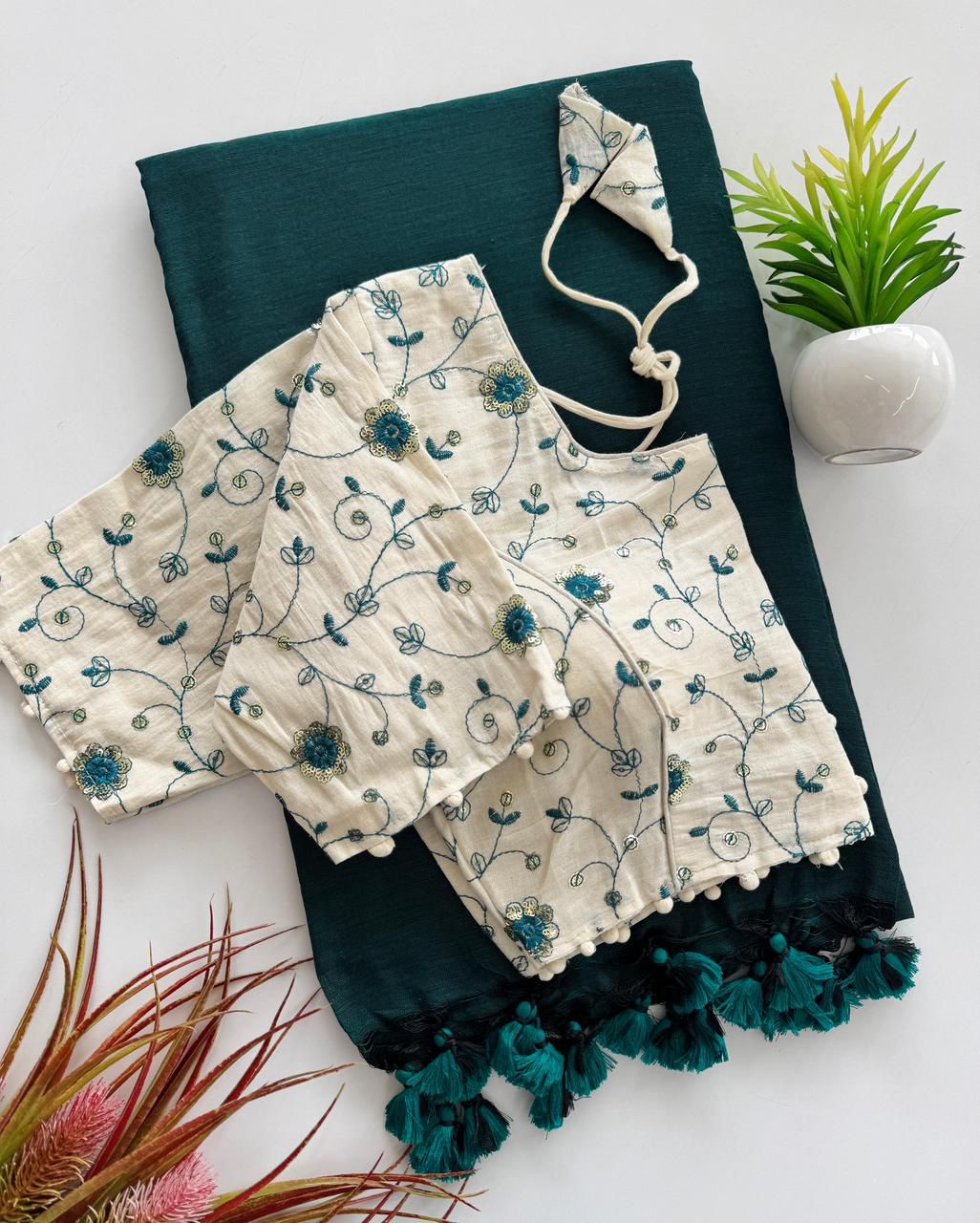 Handloom Khadi Cotton Saree Set