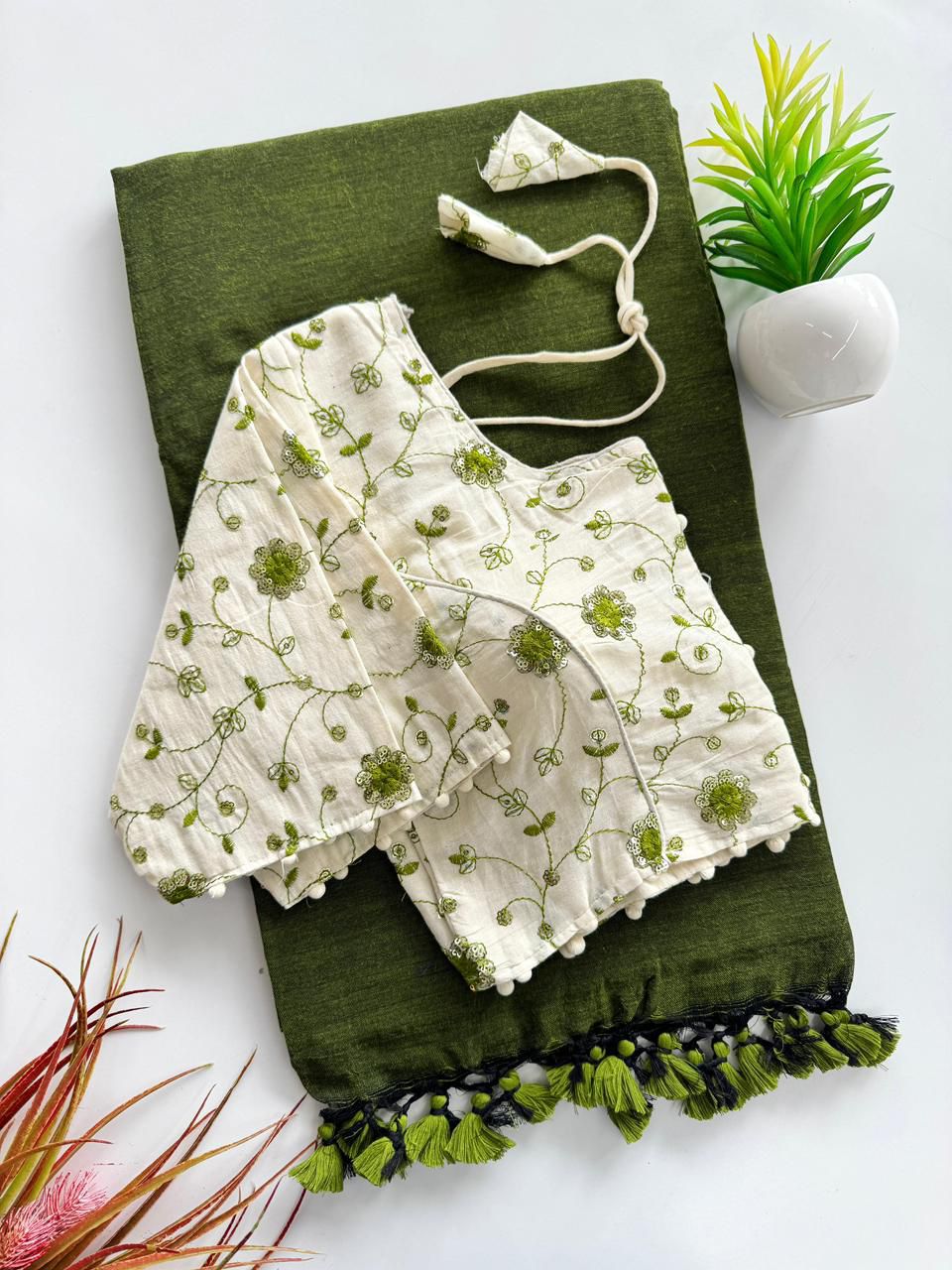 Handloom Khadi Cotton Saree Set