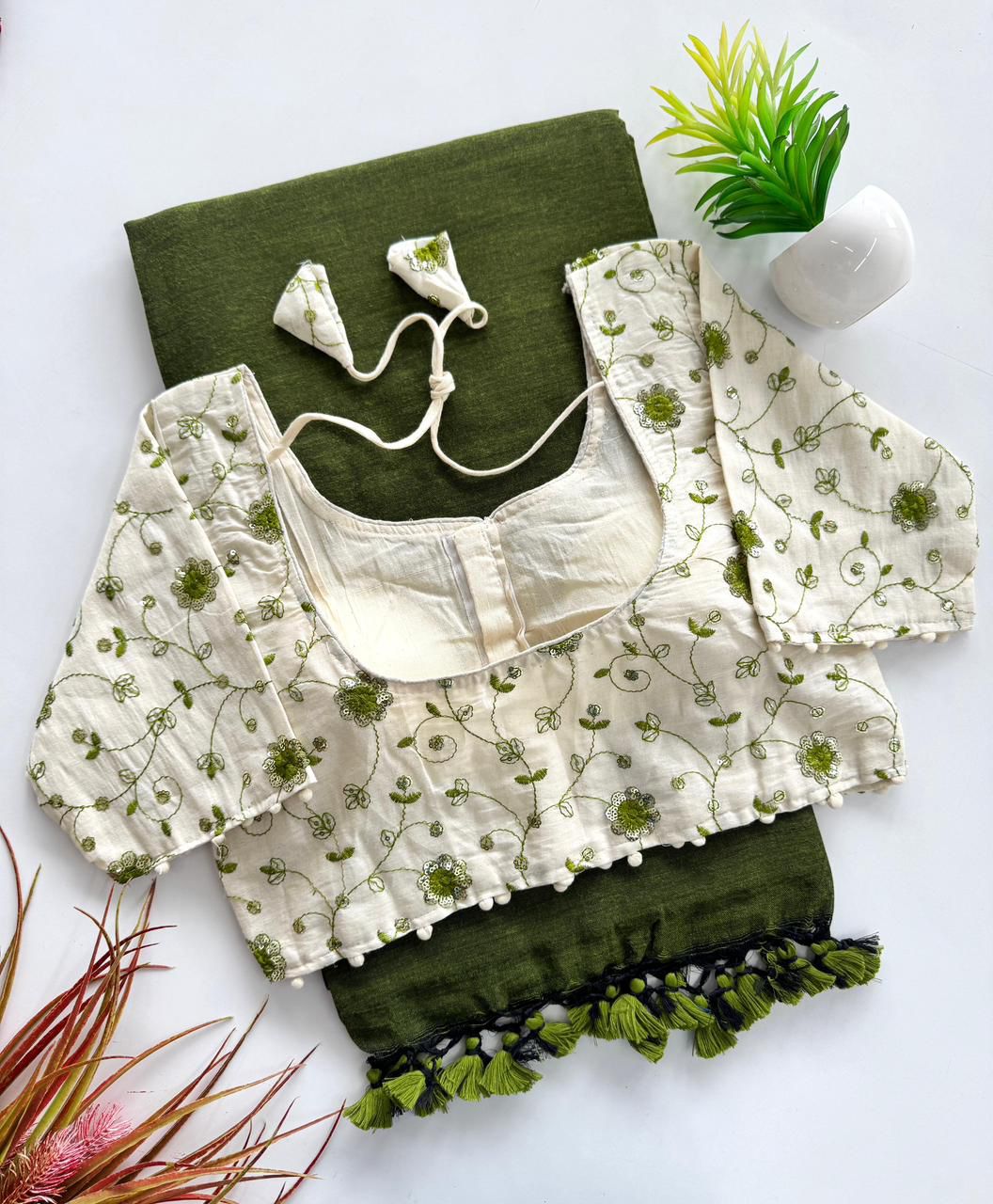 Handloom Khadi Cotton Saree Set