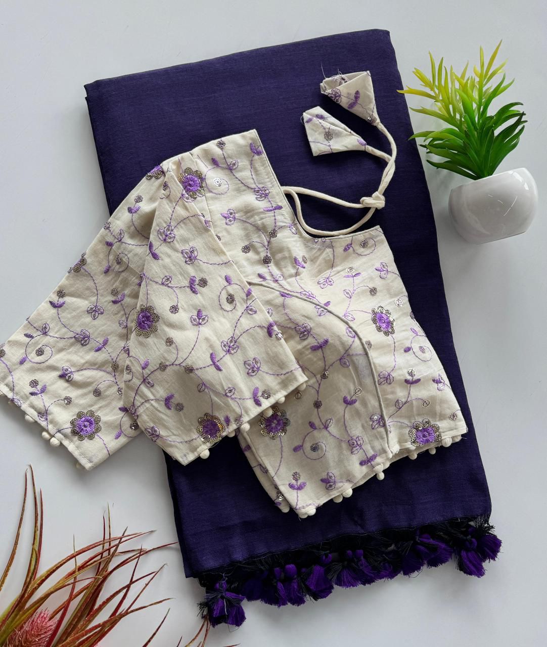 Handloom Khadi Cotton Saree Set