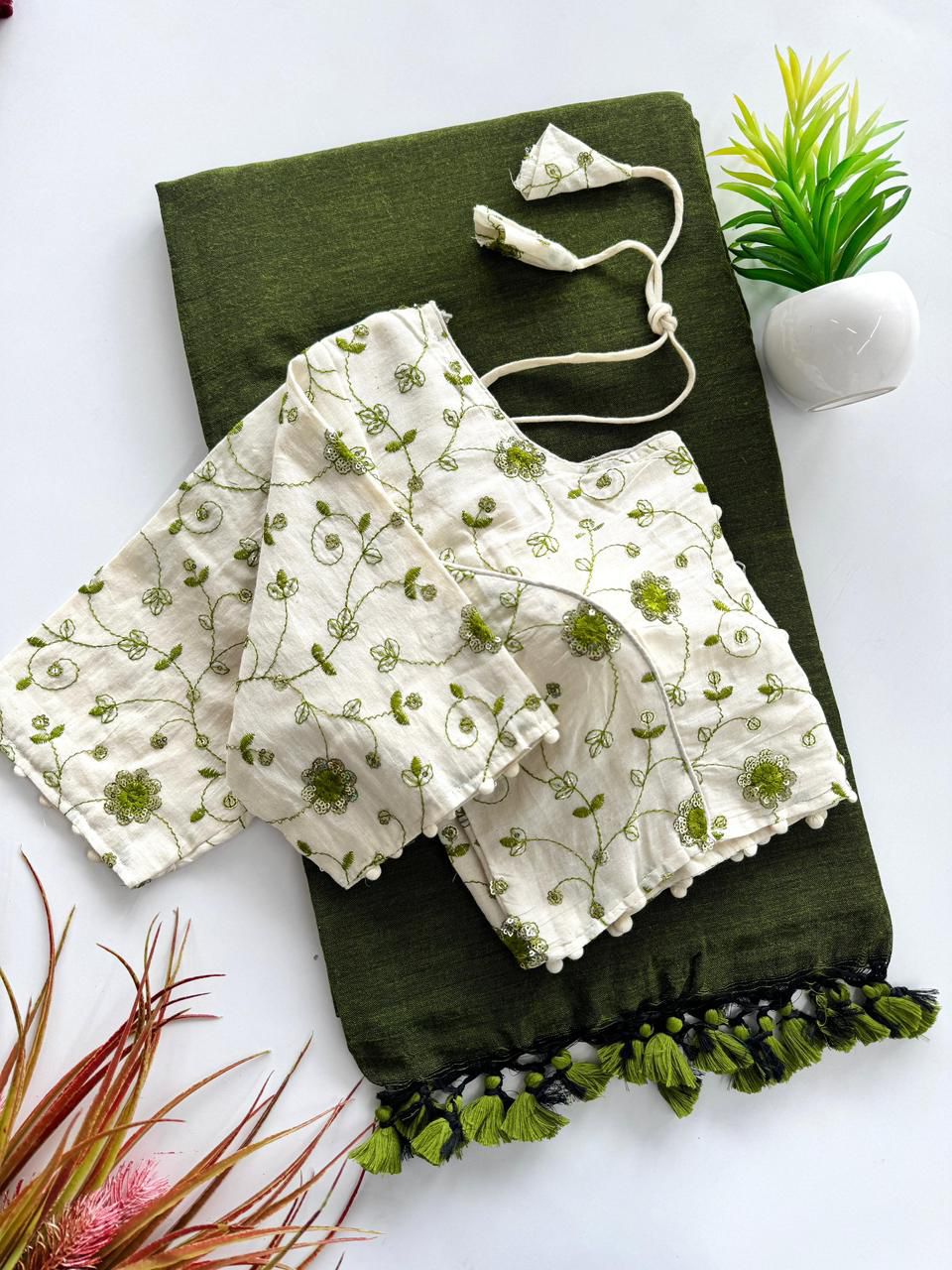 Handloom Khadi Cotton Saree Set