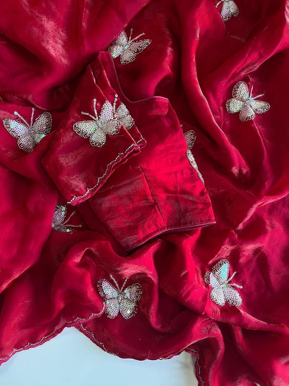 Space Silk Saree With Handwork Butterfly