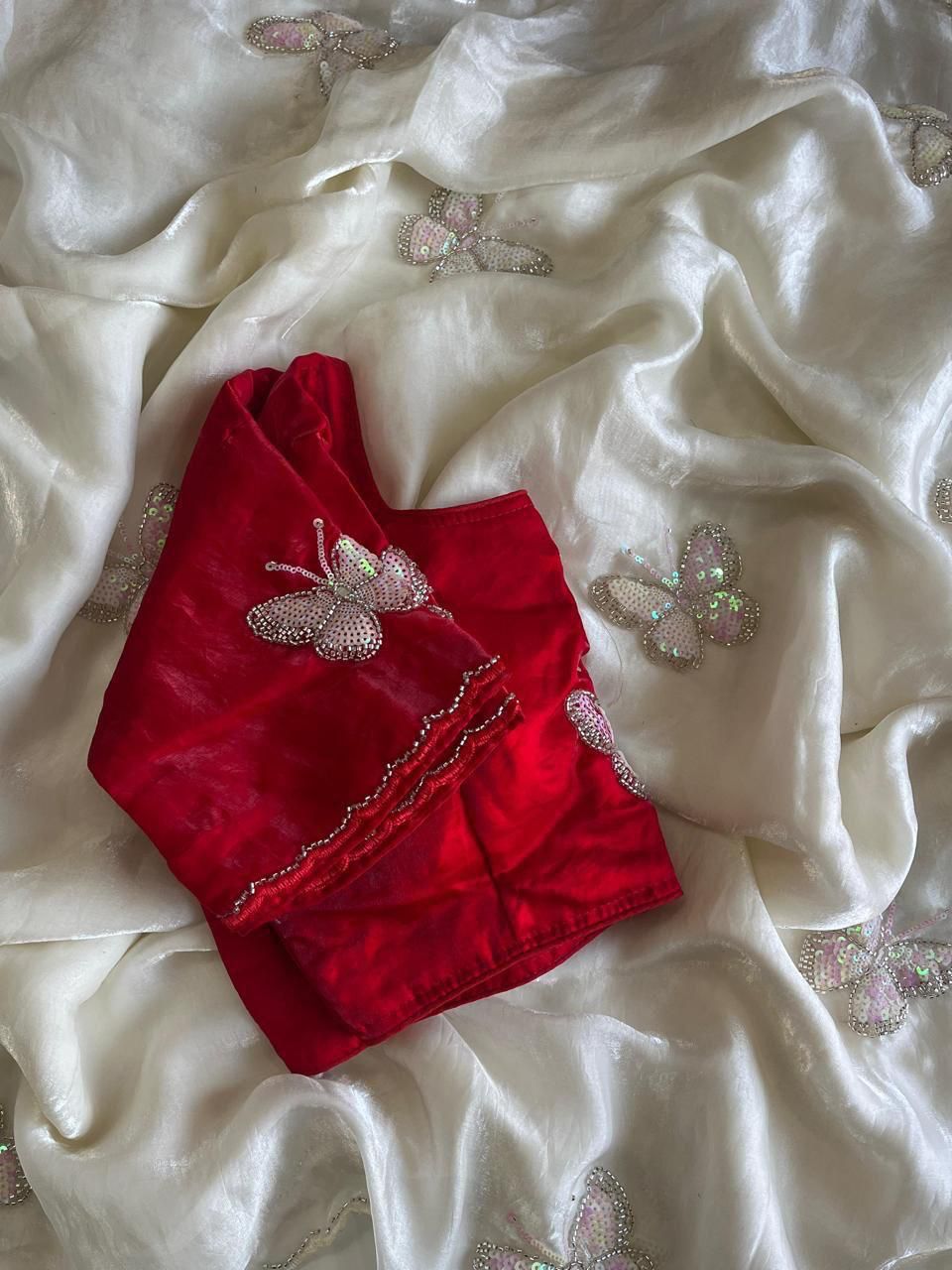 Space Silk Saree With Handwork Butterfly