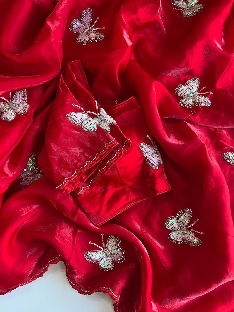 Space Silk Saree With Handwork Butterfly