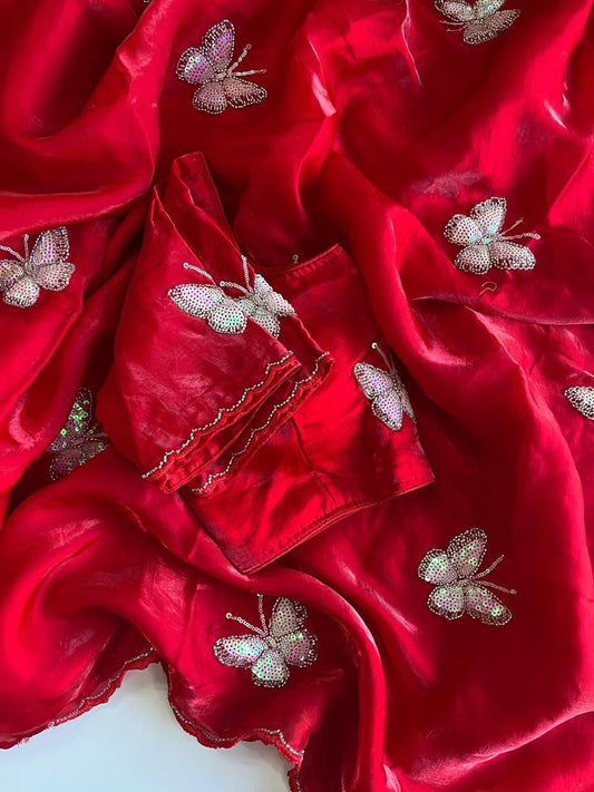 Space Silk Saree With Handwork Butterfly