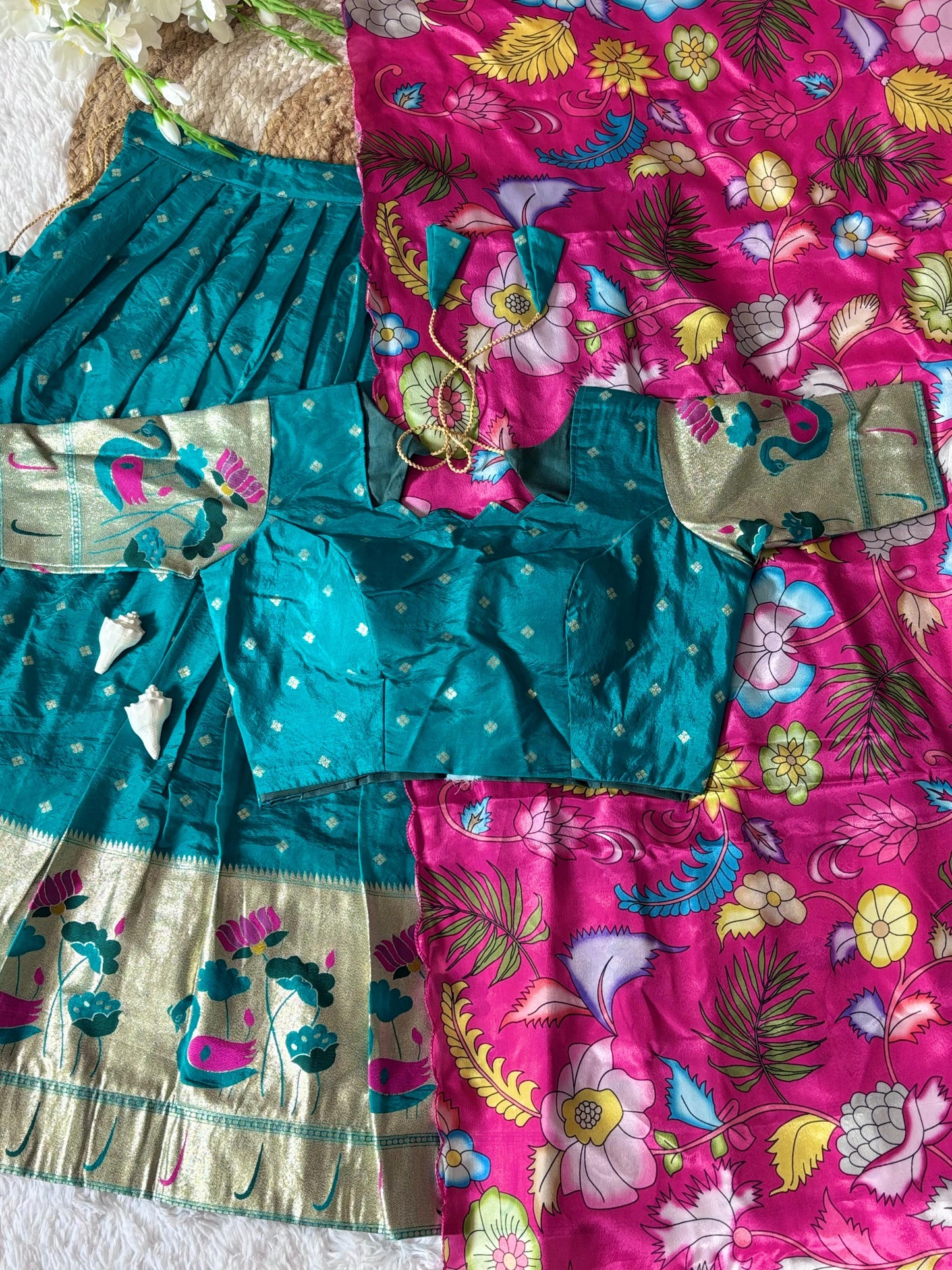 Tussar Silk Kalamkari Lehenga Choli With Chinon Dupatta