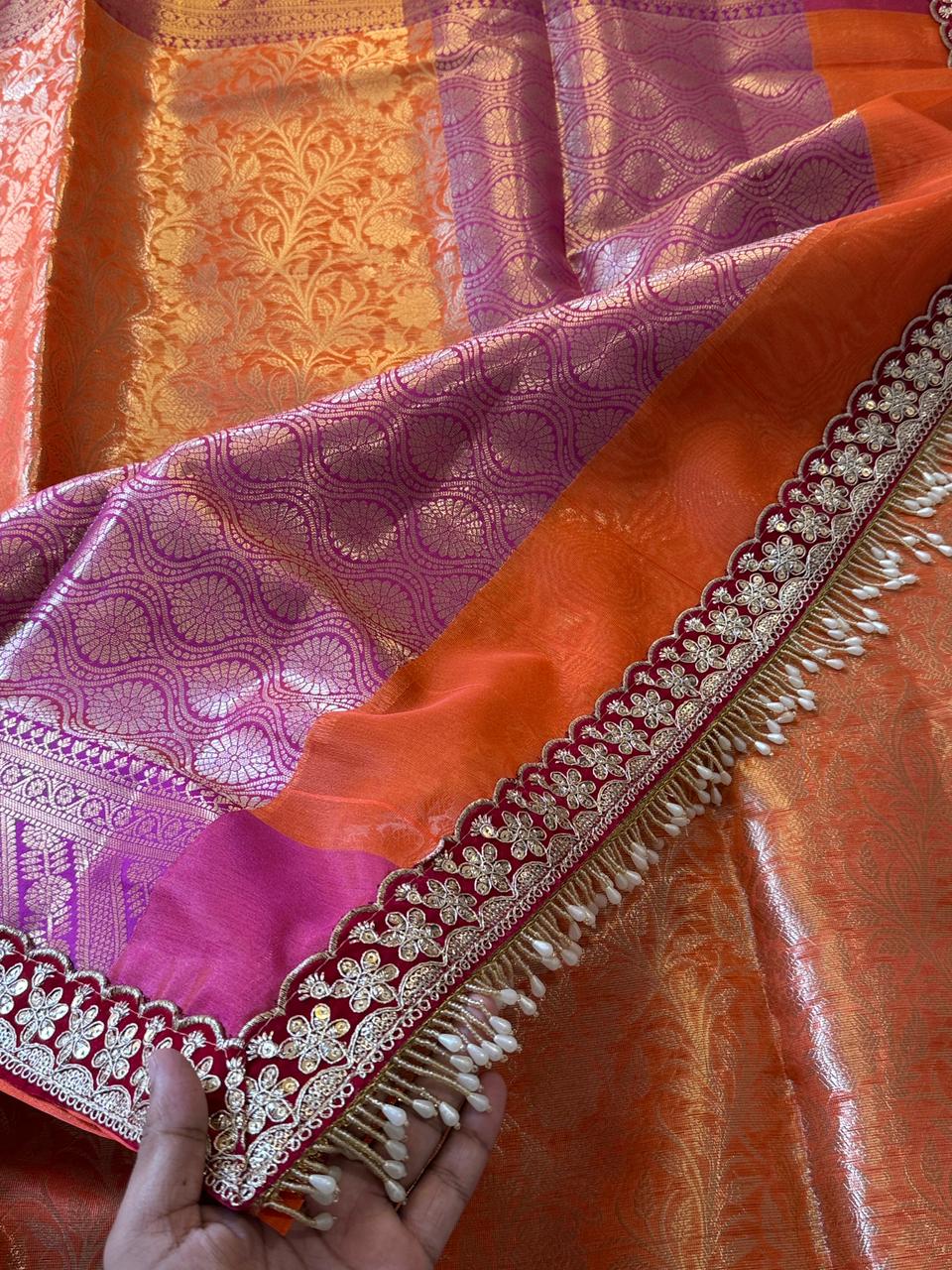 Banarasi Kanjivaram Bridal Katan Waskat Silk Saree