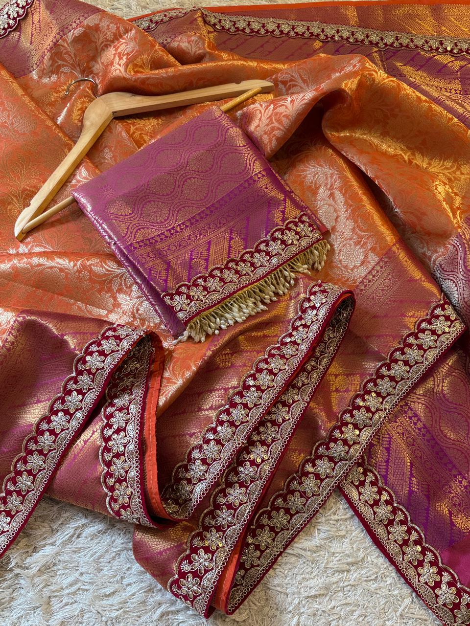 Banarasi Kanjivaram Bridal Katan Waskat Silk Saree
