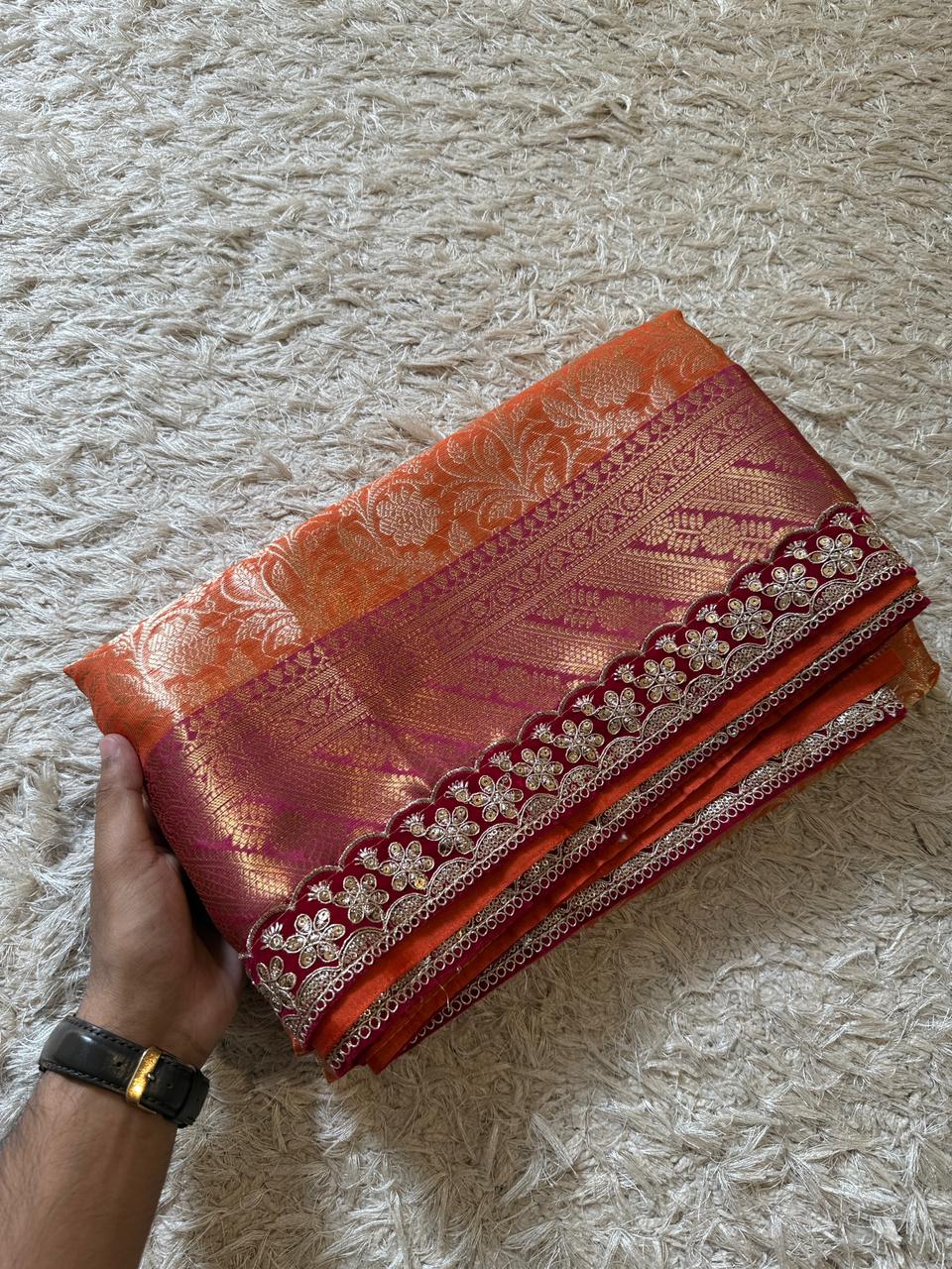 Banarasi Kanjivaram Bridal Katan Waskat Silk Saree
