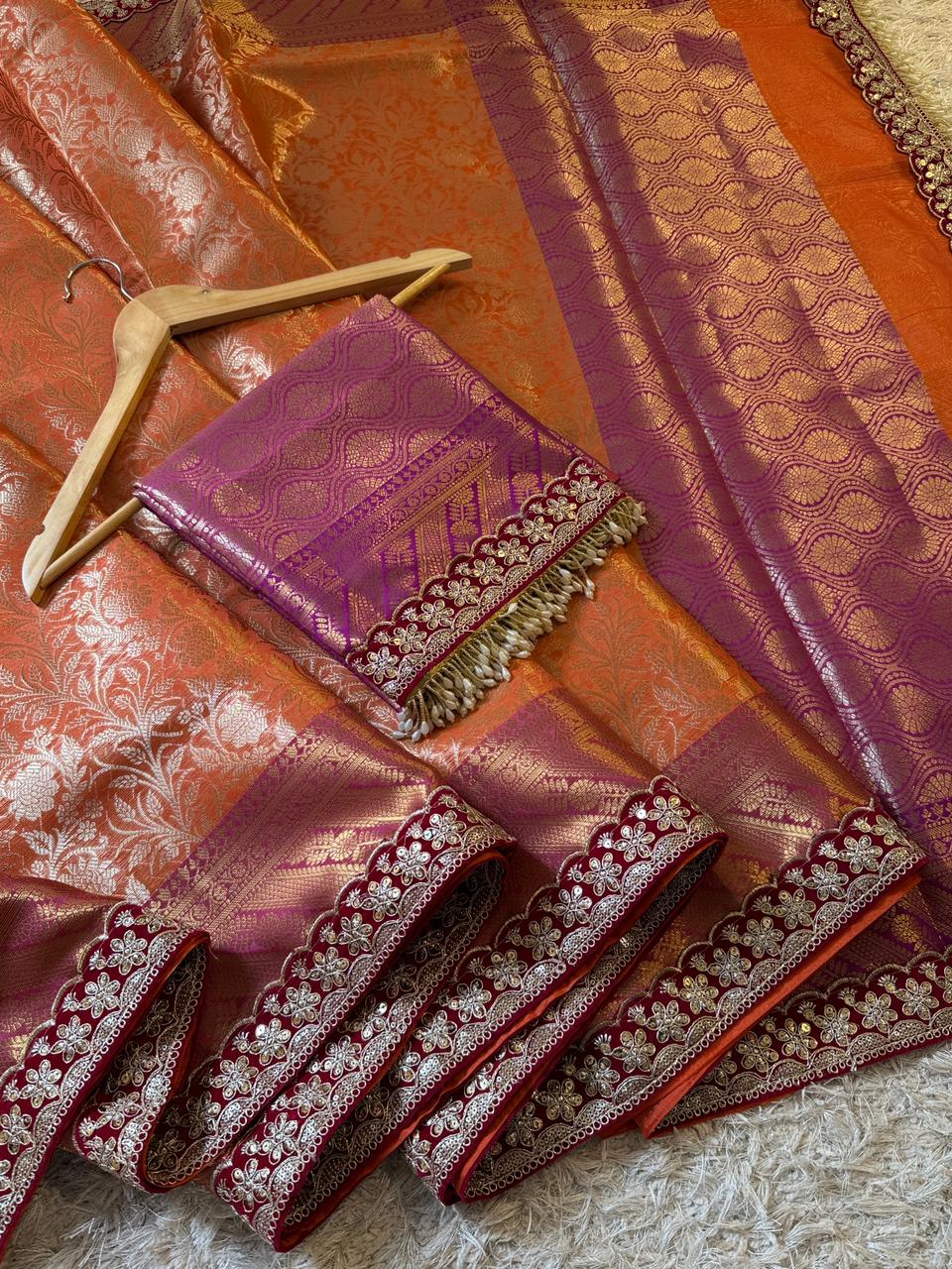 Banarasi Kanjivaram Bridal Katan Waskat Silk Saree