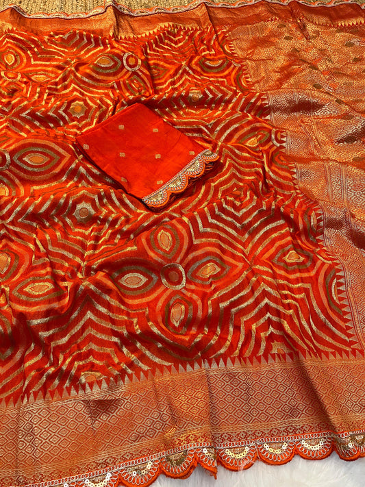 Pure Soft Khadi Georgette Zari Silk Weaving Saree