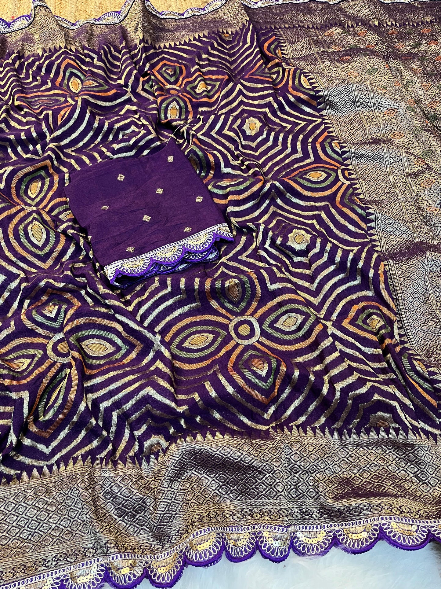 Pure Soft Khadi Georgette Zari Silk Weaving Saree