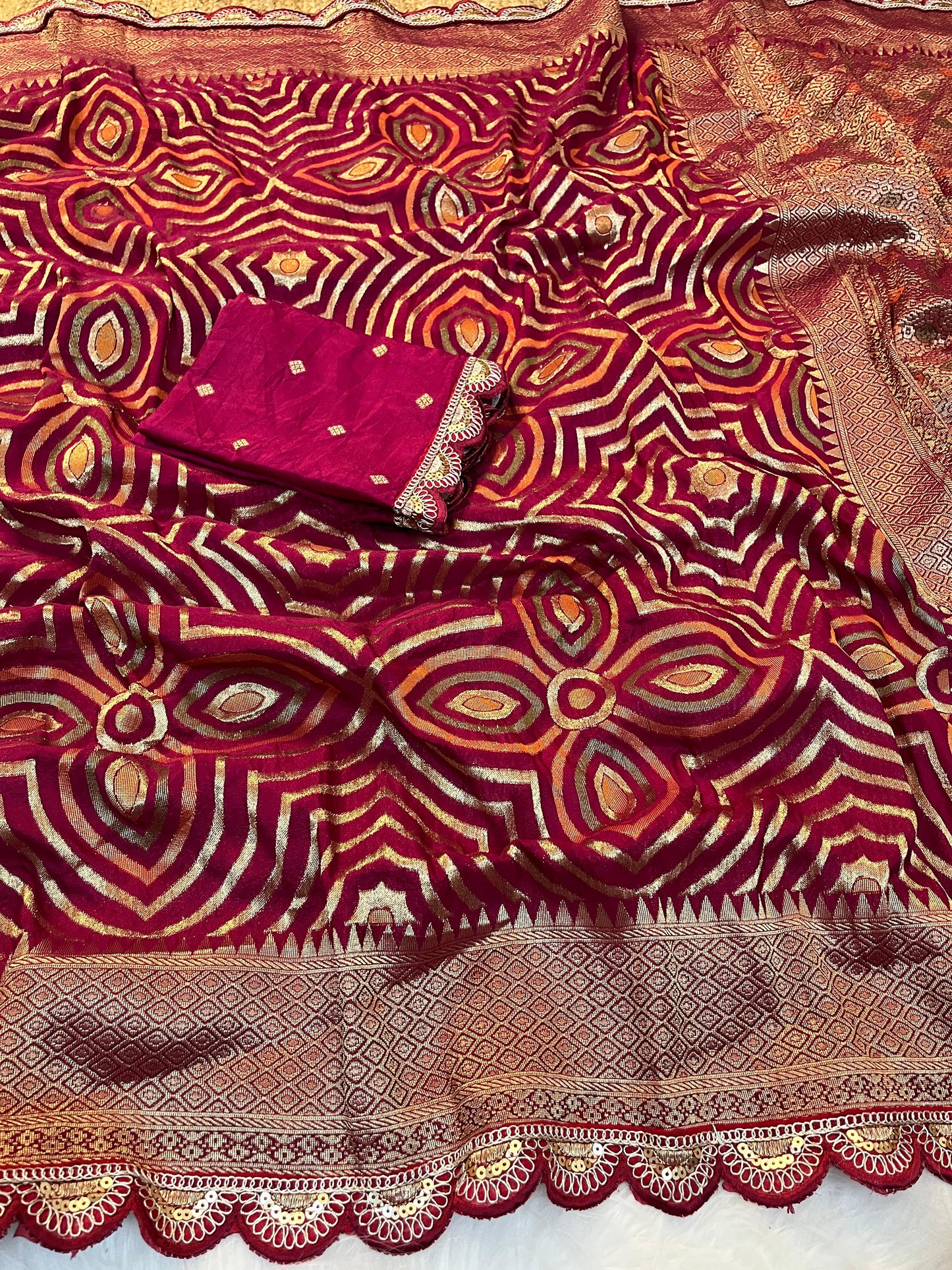 Pure Soft Khadi Georgette Zari Silk Weaving Saree