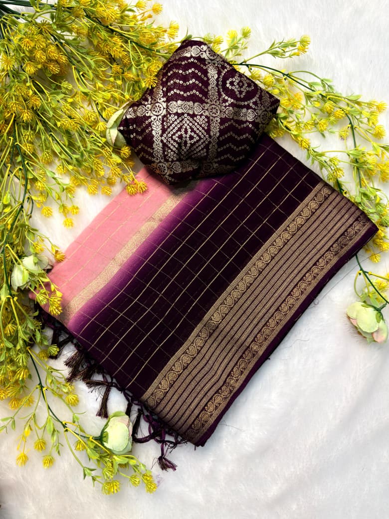 Black & pink saree