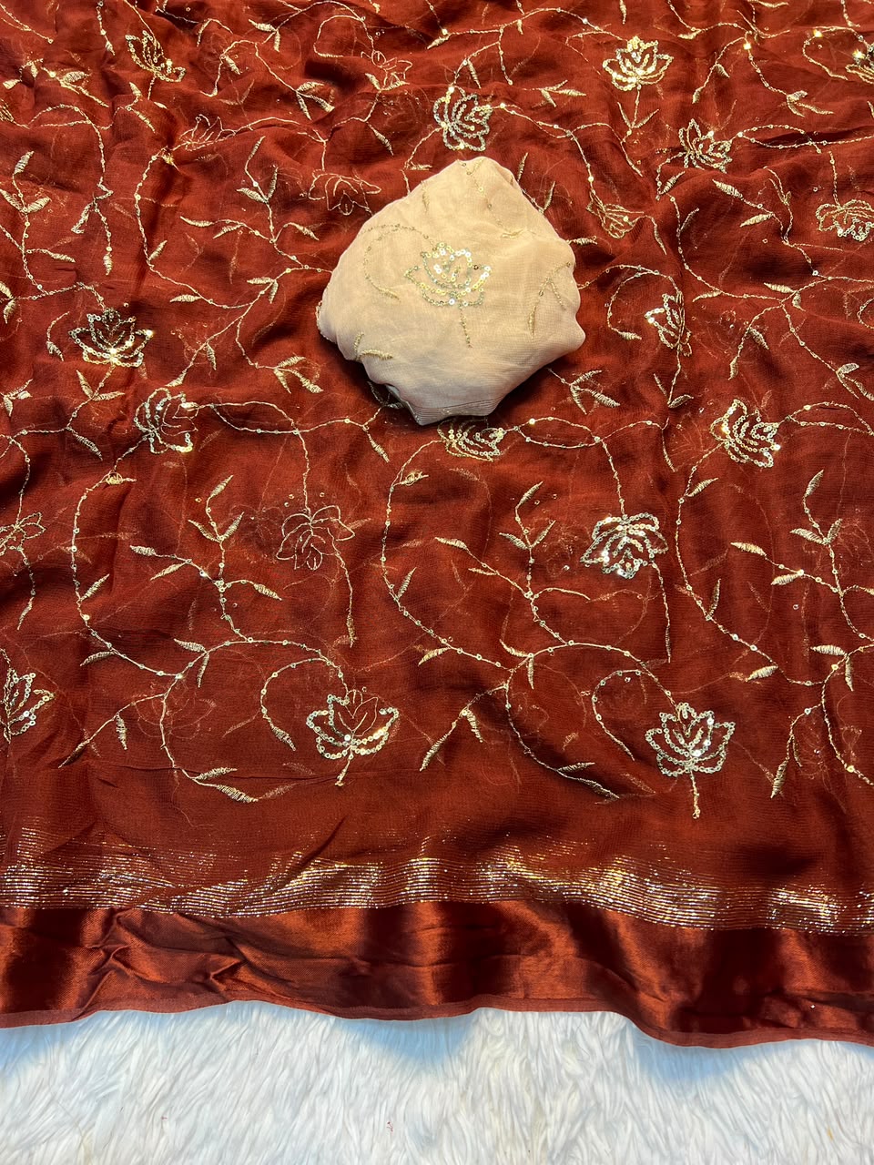 Embroidery Work Saree With Fancy Zari