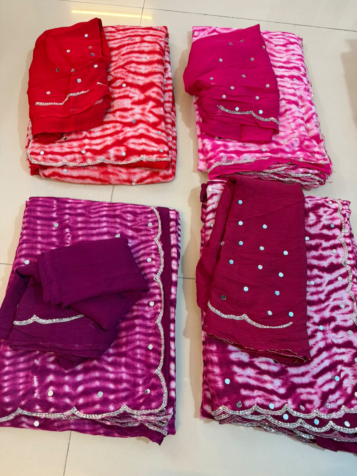 Chinnon Mirror Work Saree