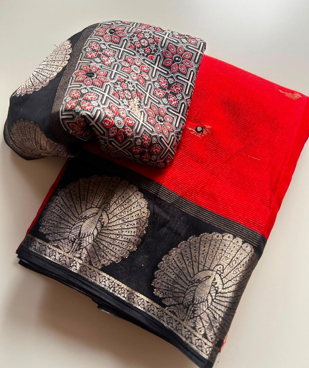 Double Colours Combination Saree