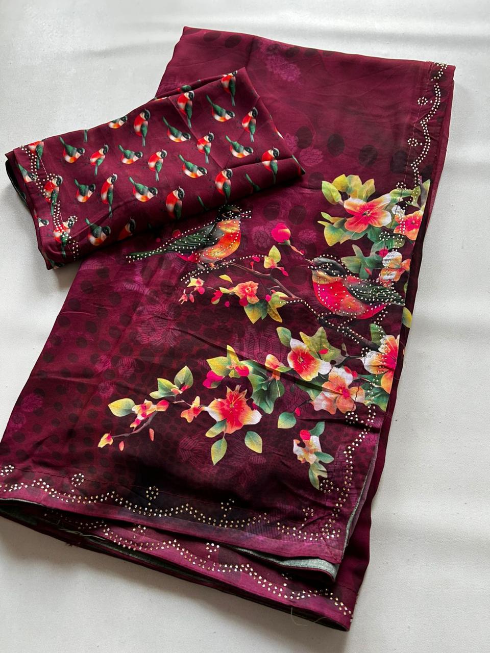 Bird Printed Saree