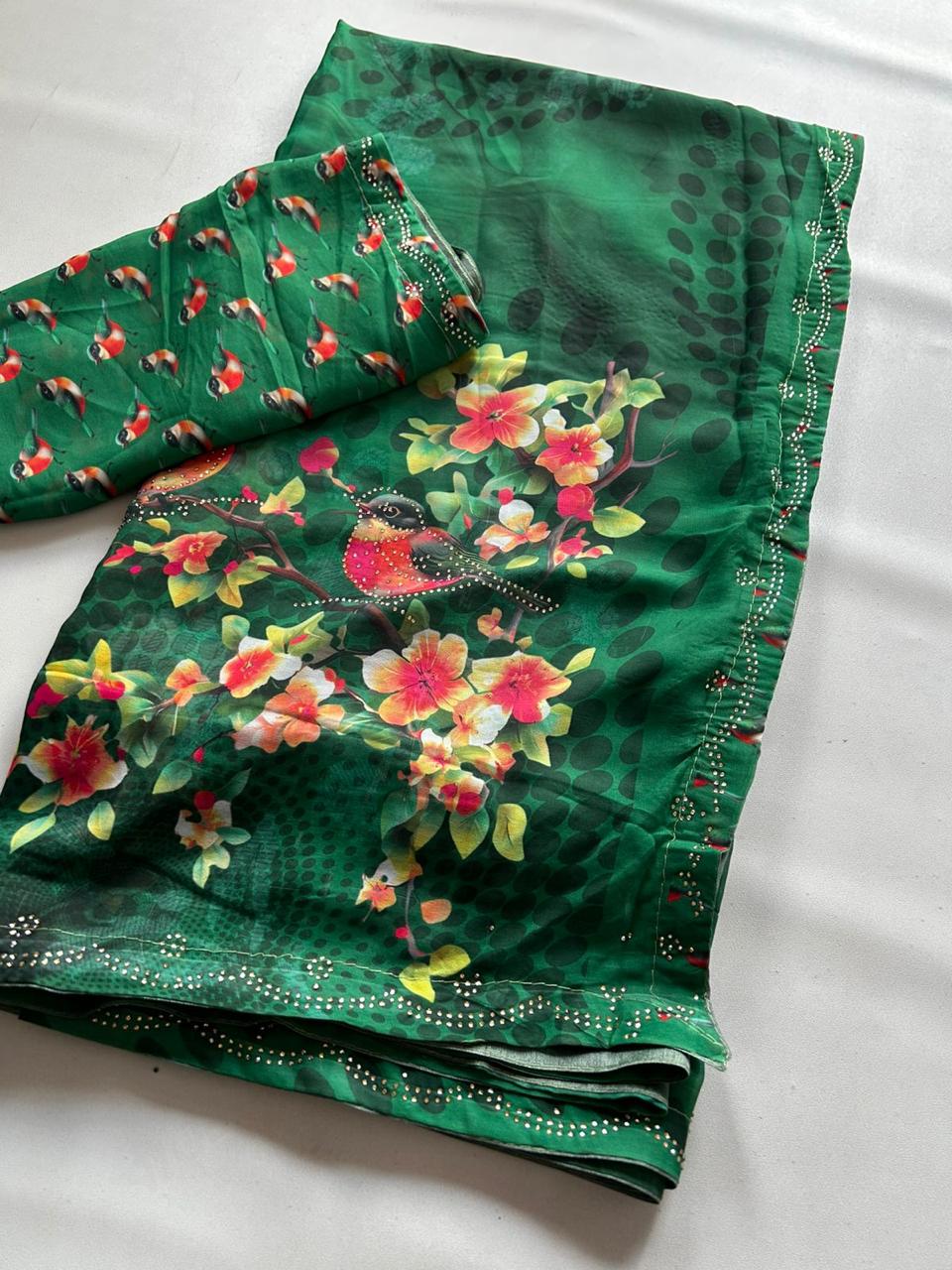 Bird Printed Saree