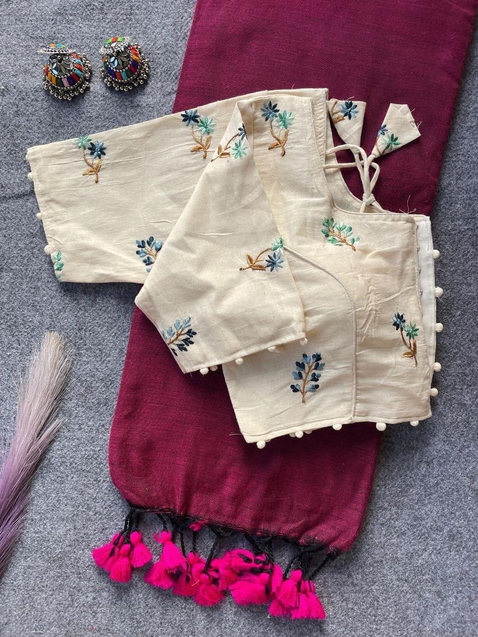 Embroided Blouse With Saree