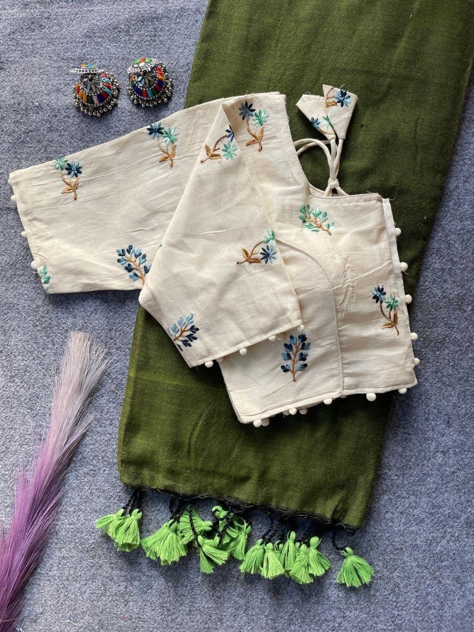 Embroided Blouse With Saree